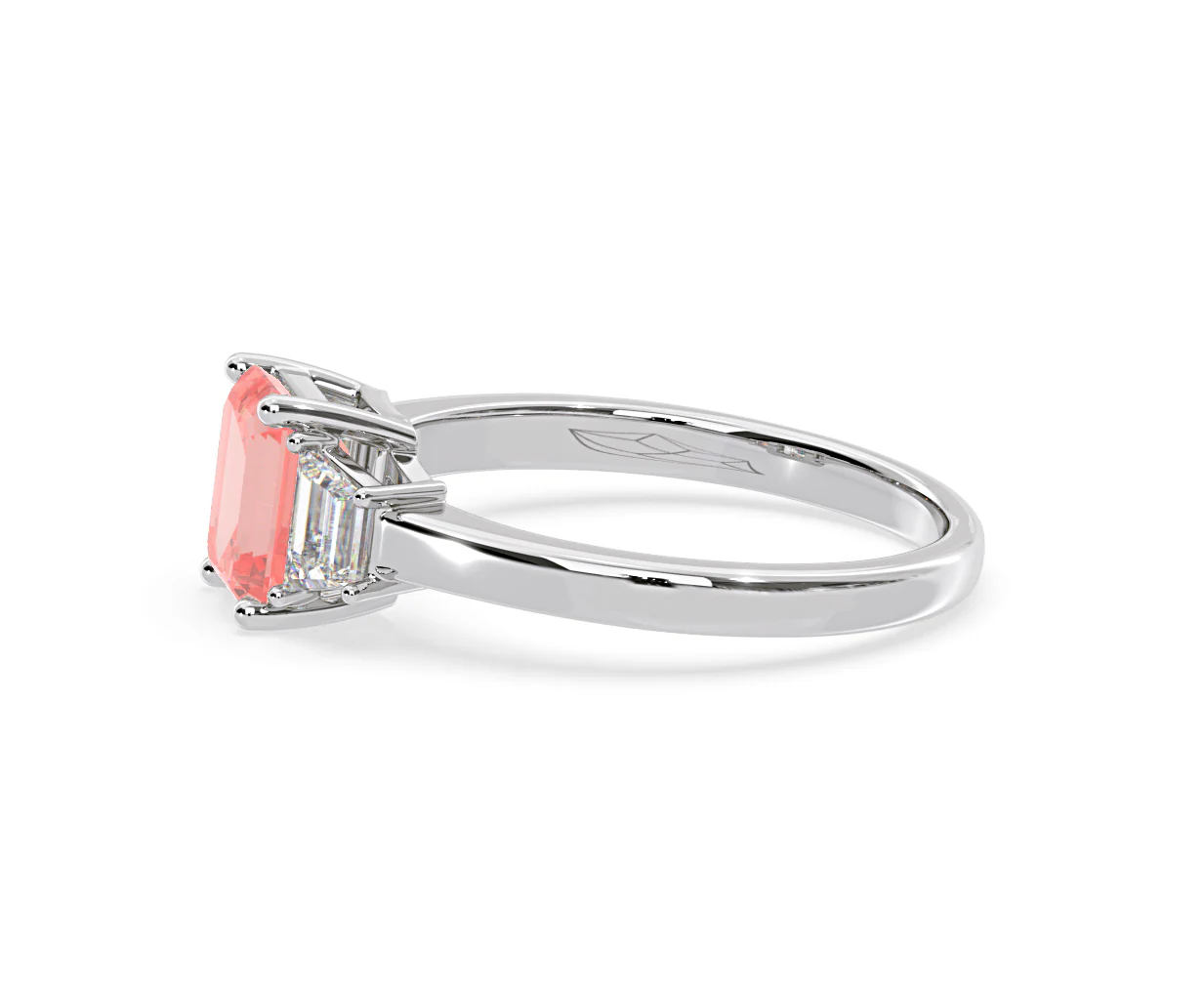 Erika Pink Lab Diamond 1.70ct Emerald Cut Ring in 18K White Gold - Elara Collection - Image 24