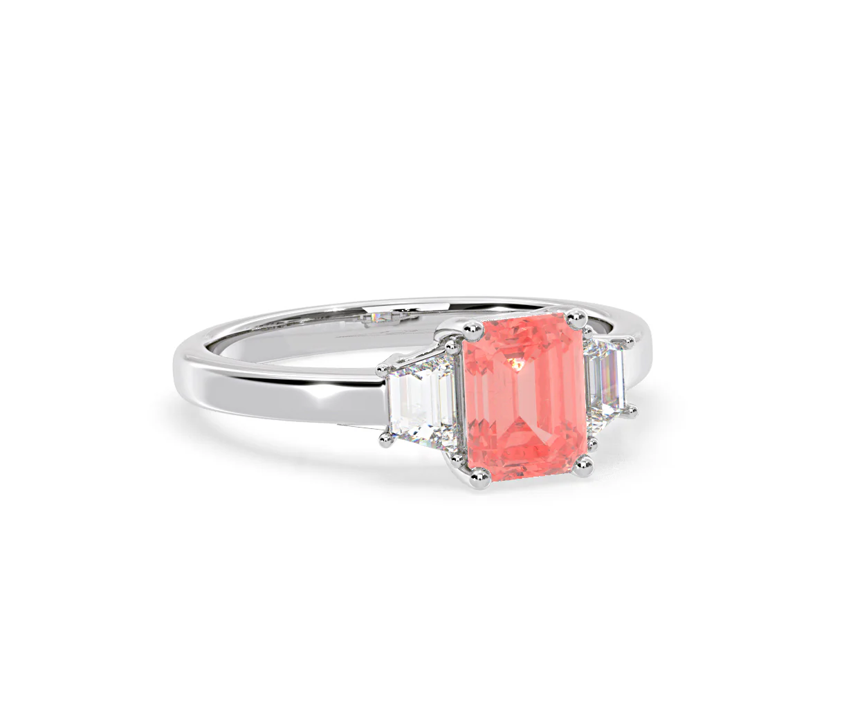 Erika Pink Lab Diamond 1.70ct Emerald Cut Ring in 18K White Gold - Elara Collection - Image 81