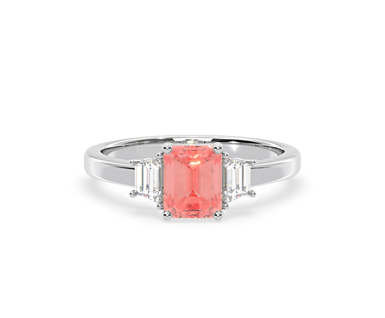 Erika Pink Lab Diamond 1.70ct Emerald Cut Ring in 18K White Gold - Elara Collection - Image 86