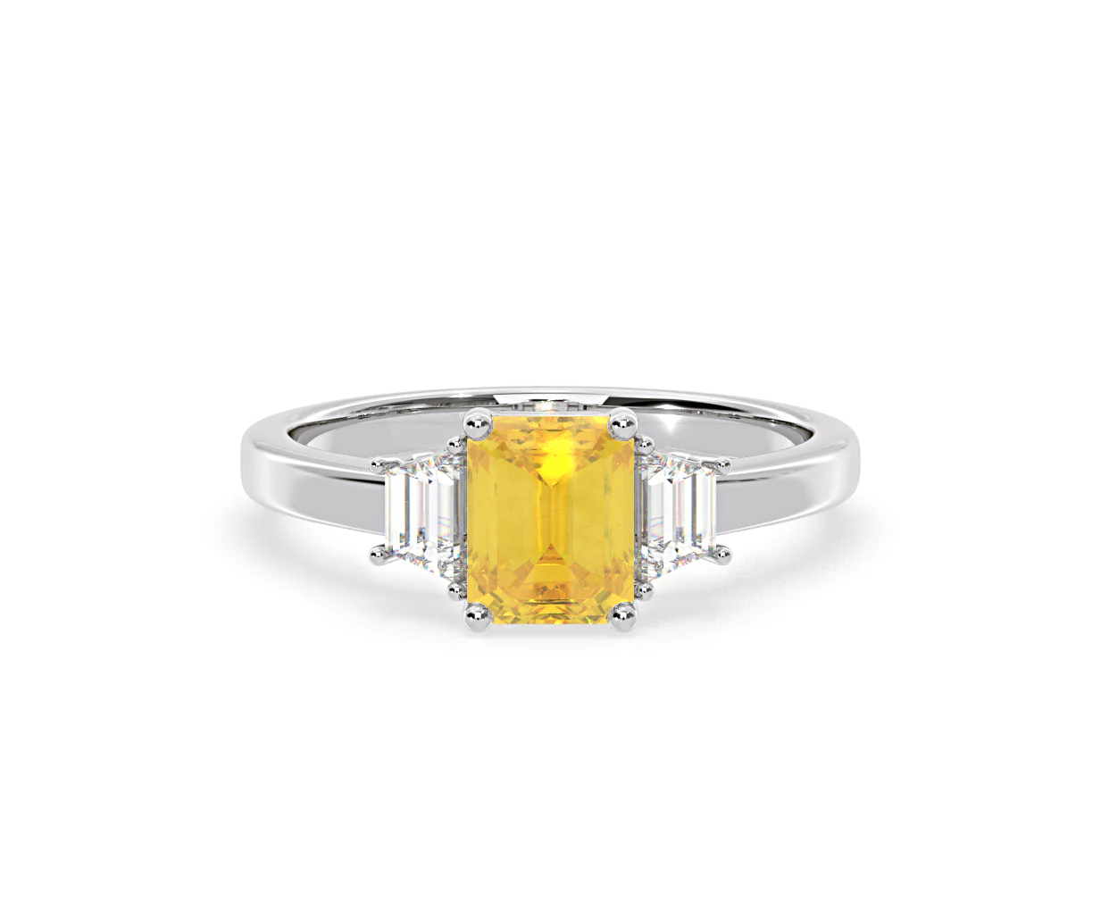 Erika Yellow Lab Diamond 1.70ct Emerald Cut Ring in 18K White Gold - Elara Collection - Image 7