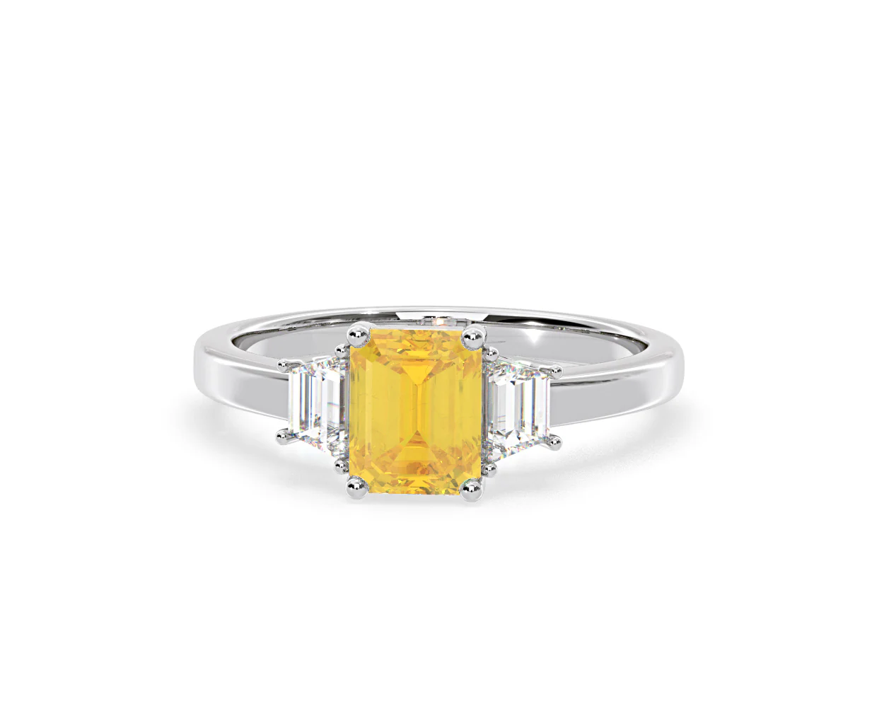 Erika Yellow Lab Diamond 1.70ct Emerald Cut Ring in 18K White Gold - Elara Collection - Image 8