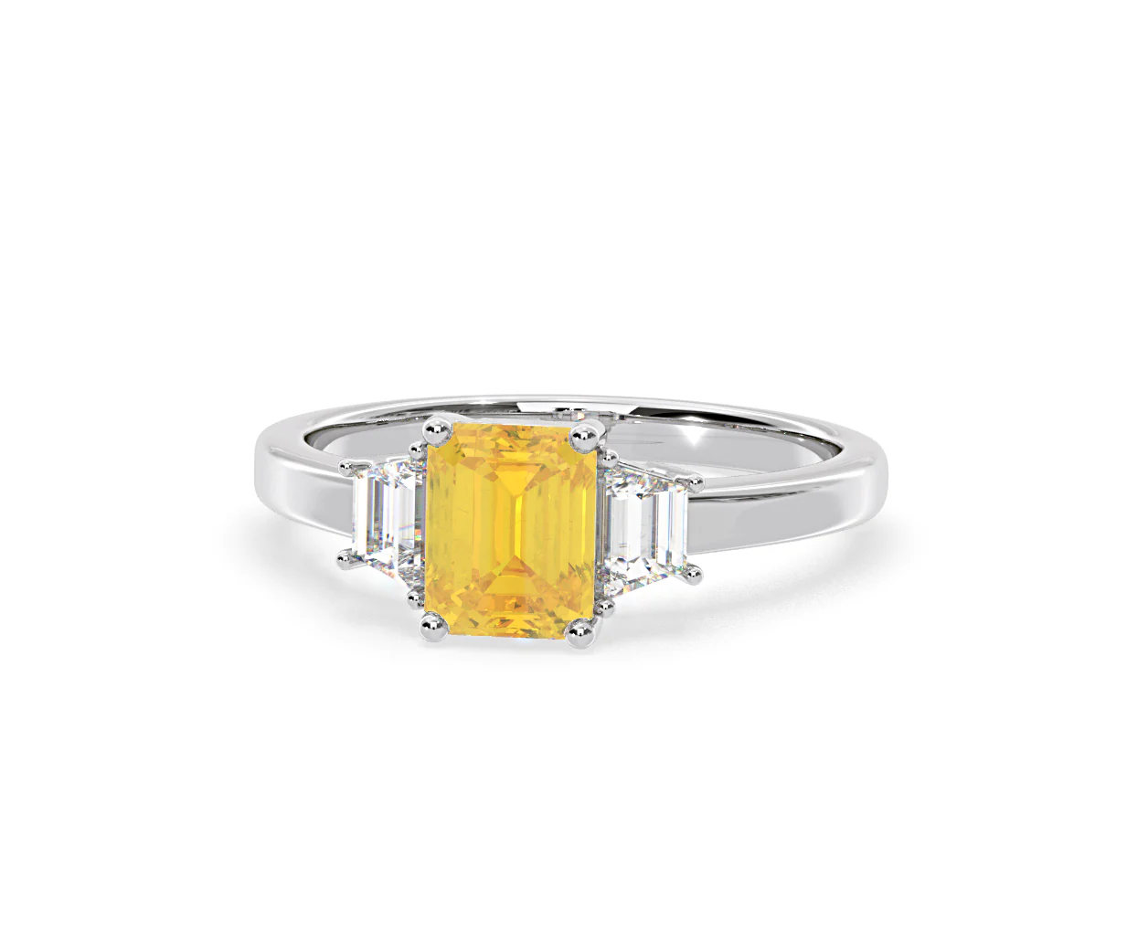 Erika Yellow Lab Diamond 1.70ct Emerald Cut Ring in 18K White Gold - Elara Collection - Image 9