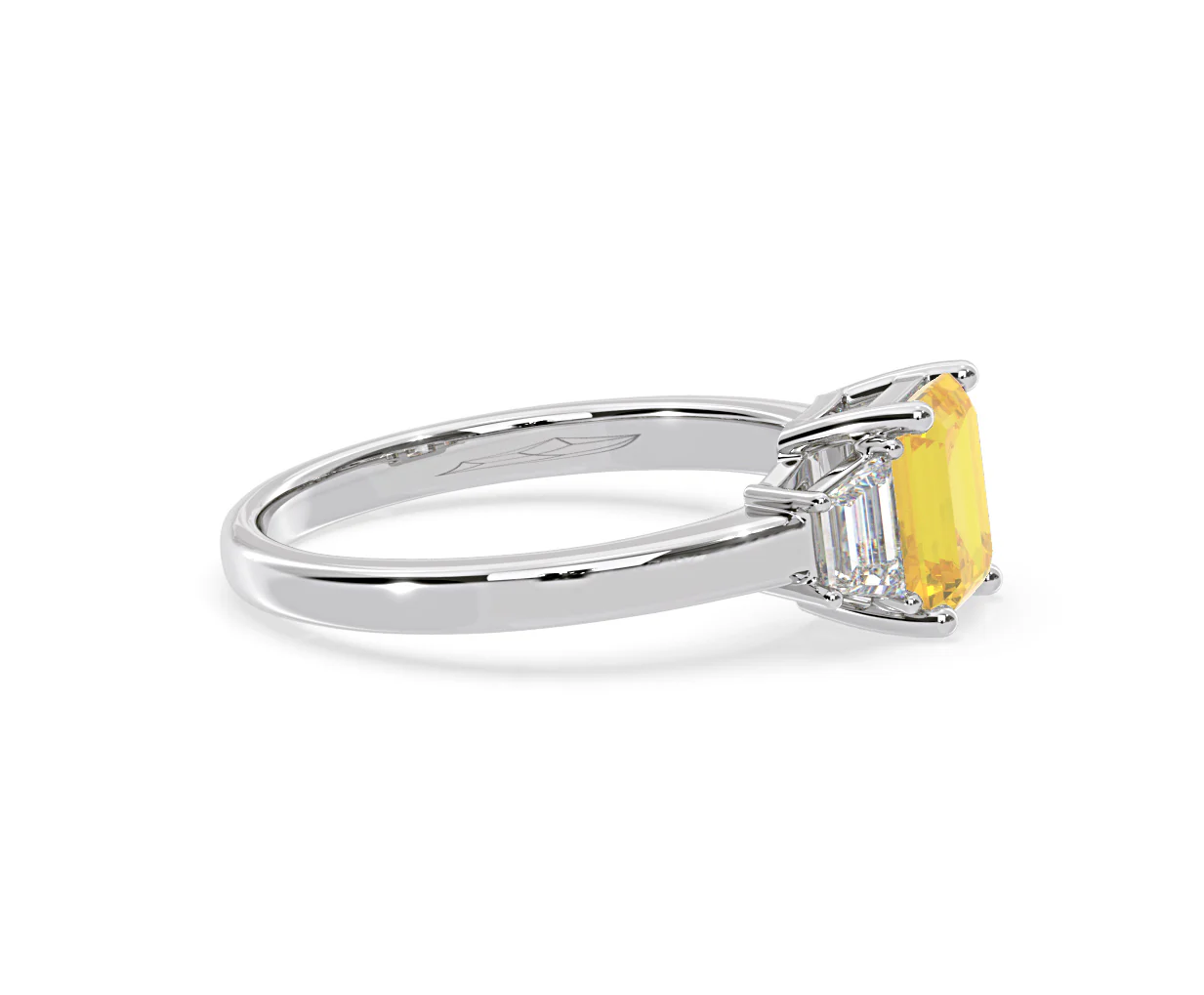Erika Yellow Lab Diamond 1.70ct Emerald Cut Ring in Platinum - Elara Collection - Image 70
