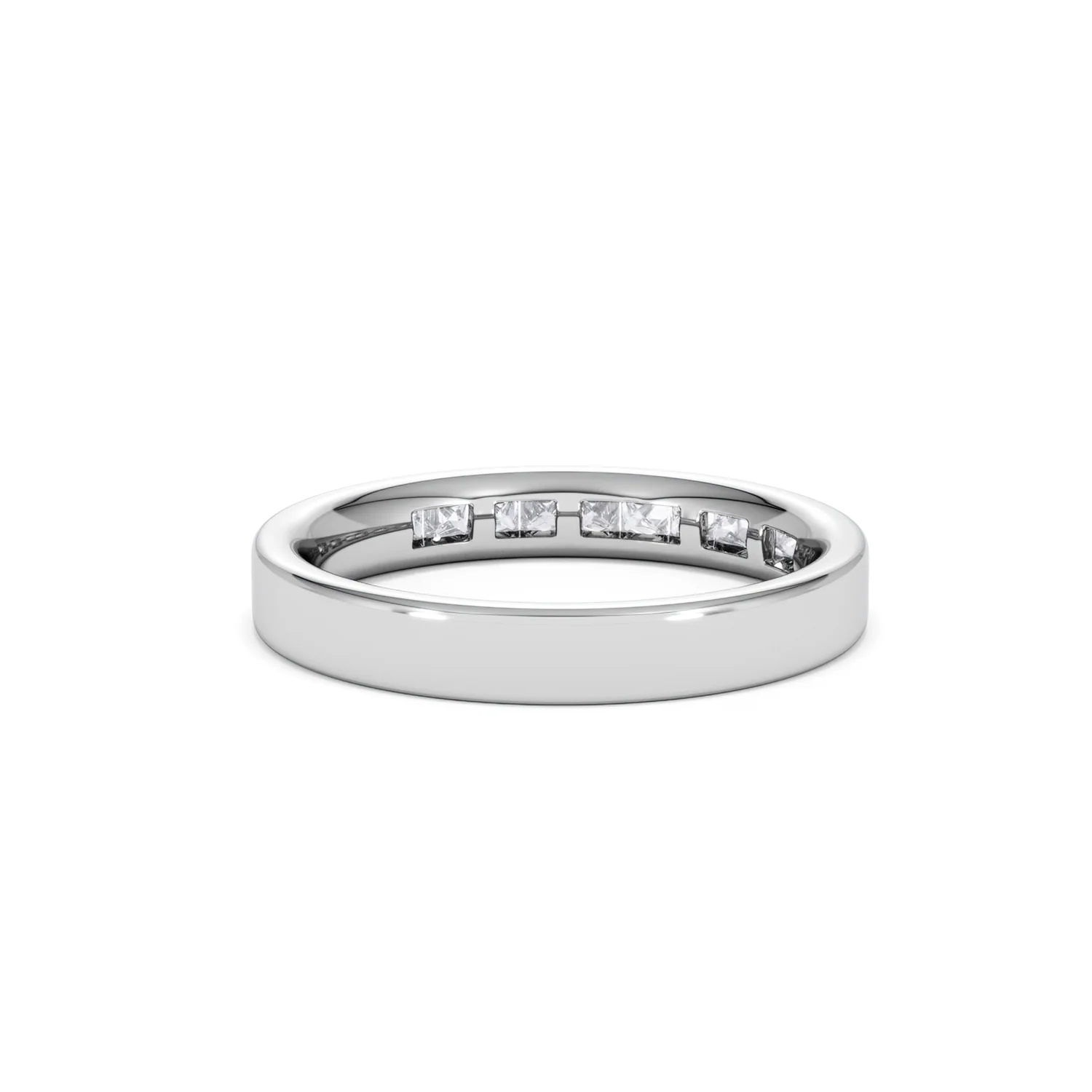 Eterna Lab Diamond Princess Cut Half Eternity Ring 0.50ct H/SI in 925 Silver - Image 47