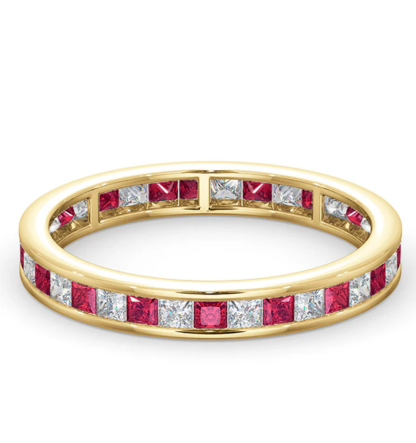 Eternity Ring Lauren Diamonds G/VS and Ruby 1.10CT in 18K Gold - Image 3