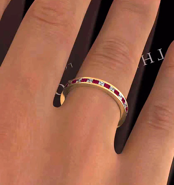 Eternity Ring Lauren Diamonds G/VS and Ruby 1.10CT in 18K Gold - Image 4