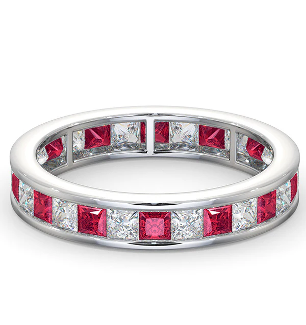 Eternity Ring Lauren Diamonds G/VS and Ruby 2.25CT - Platinum - Image 3