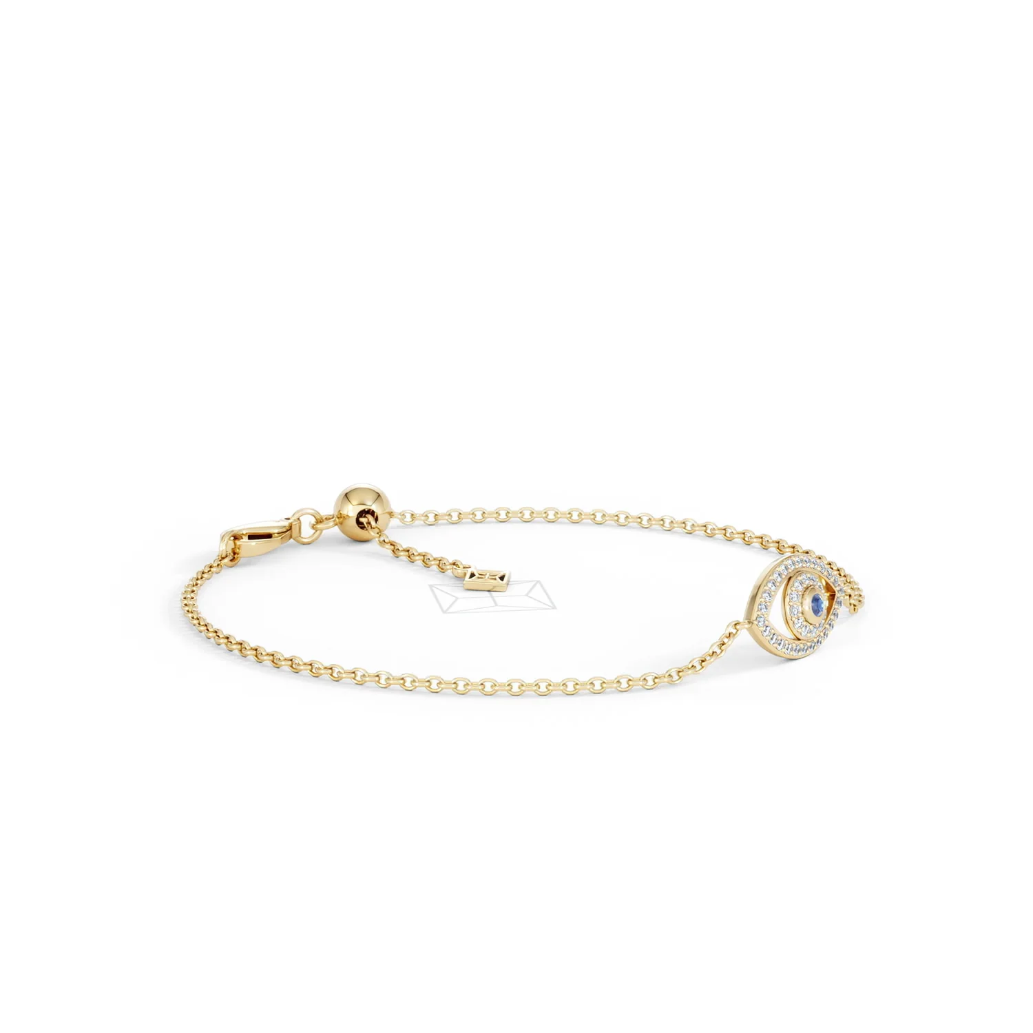 Evil Eye 0.21ct Sapphire Lab Diamond Adjustable Bracelet in 18K Gold Vermeil - Image 21