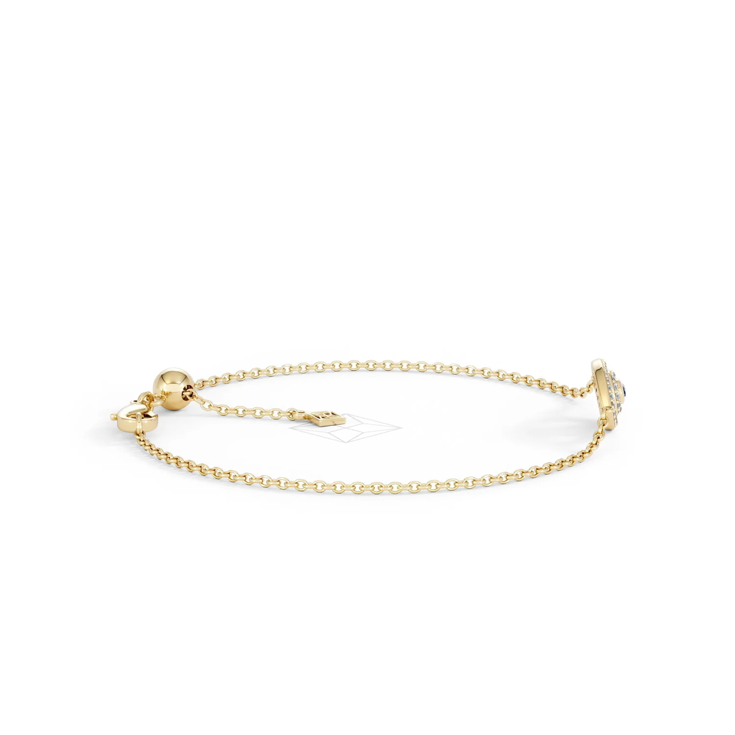 Evil Eye 0.21ct Sapphire Lab Diamond Adjustable Bracelet in 18K Gold Vermeil - Image 29