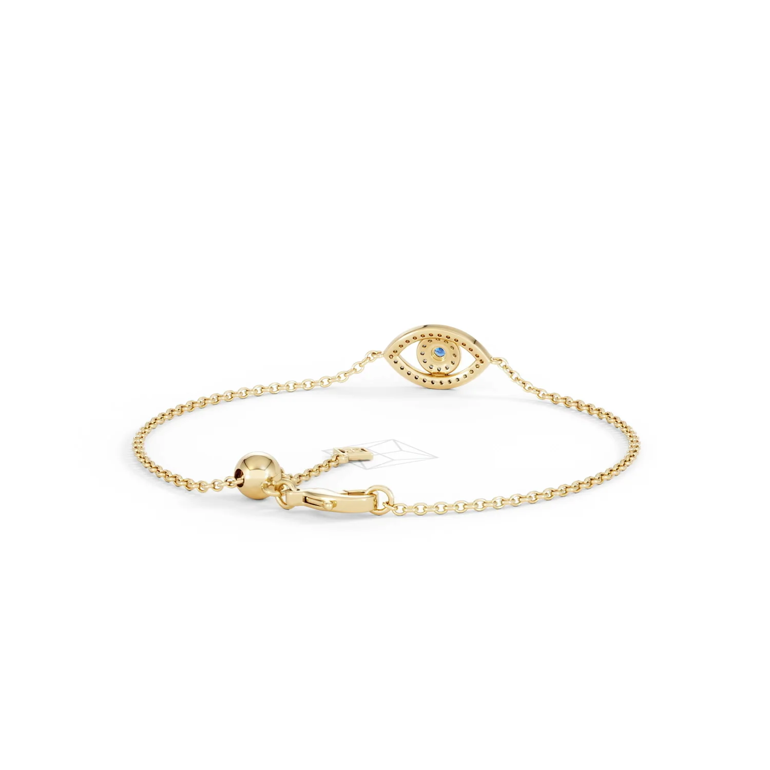 Evil Eye 0.21ct Sapphire Lab Diamond Adjustable Bracelet in 18K Gold Vermeil - Image 46