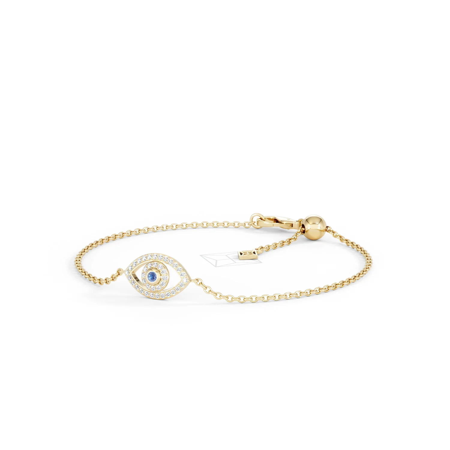 Evil Eye 0.21ct Sapphire Lab Diamond Adjustable Bracelet in 18K Gold Vermeil - Image 83