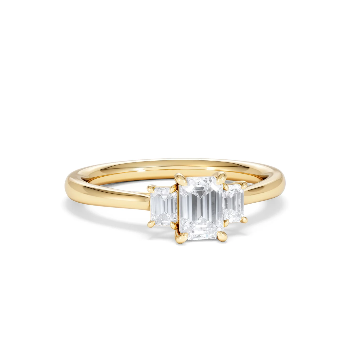 Evoke 3 Stone Emerald Cut Lab Diamond Ring 0.50ct in 18K Gold Vermeil - Image 11