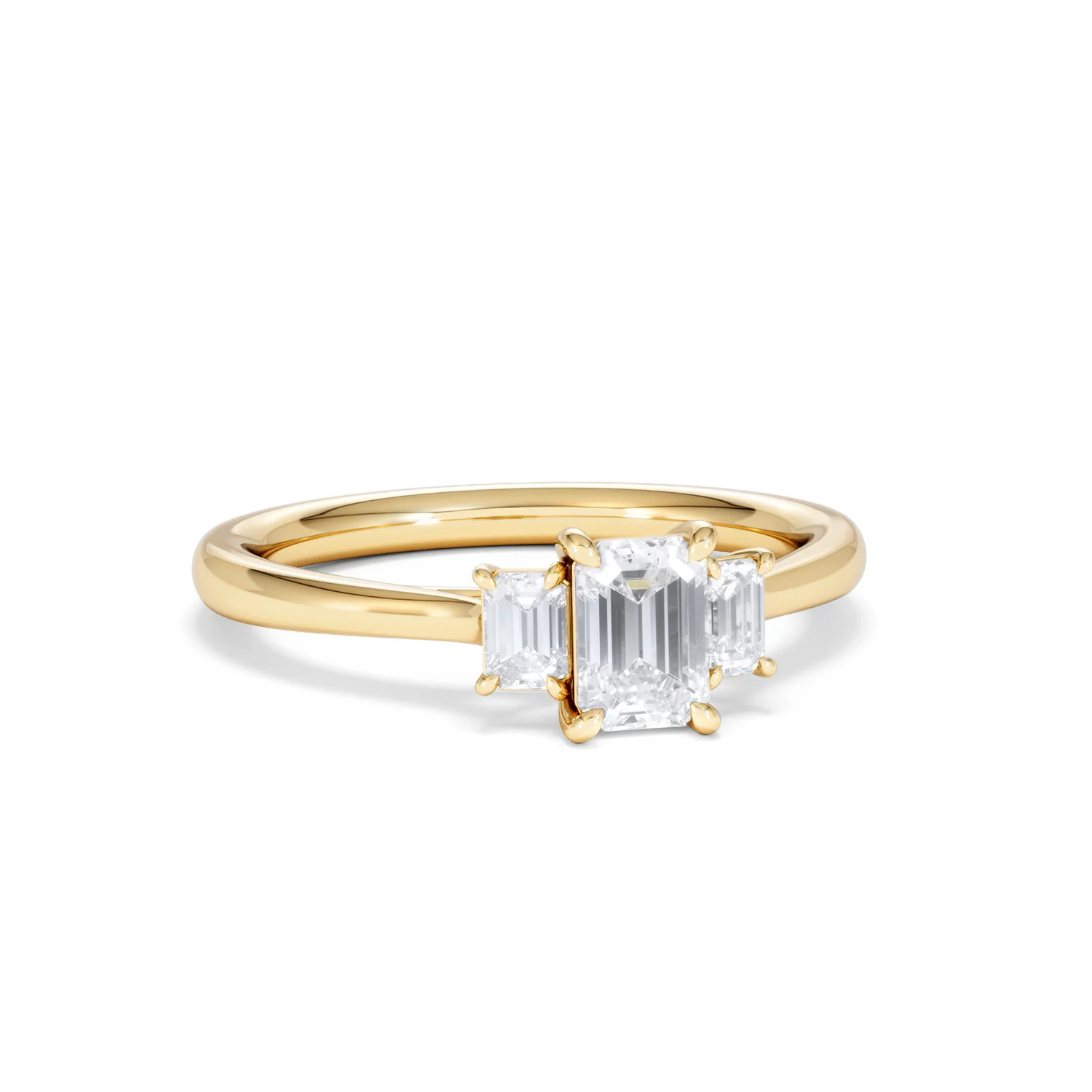Evoke 3 Stone Emerald Cut Lab Diamond Ring 0.50ct in 18K Gold Vermeil - Image 12