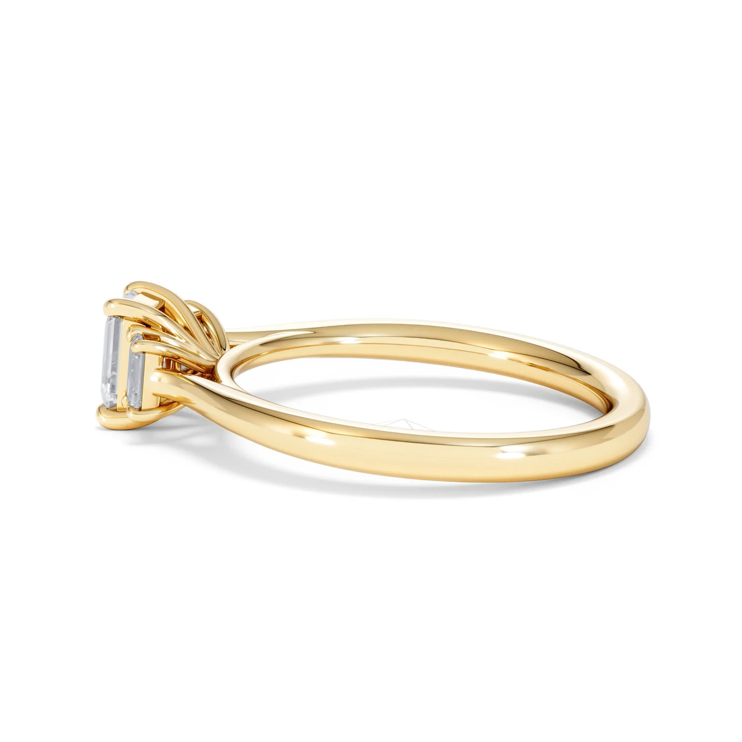 Evoke 3 Stone Emerald Cut Lab Diamond Ring 0.50ct in 18K Gold Vermeil - Image 66