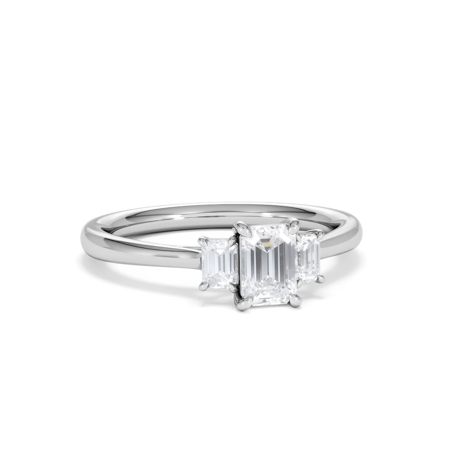 Evoke 3 Stone Emerald Cut Lab Diamond Ring 0.50ct in 925 Silver - Image 11
