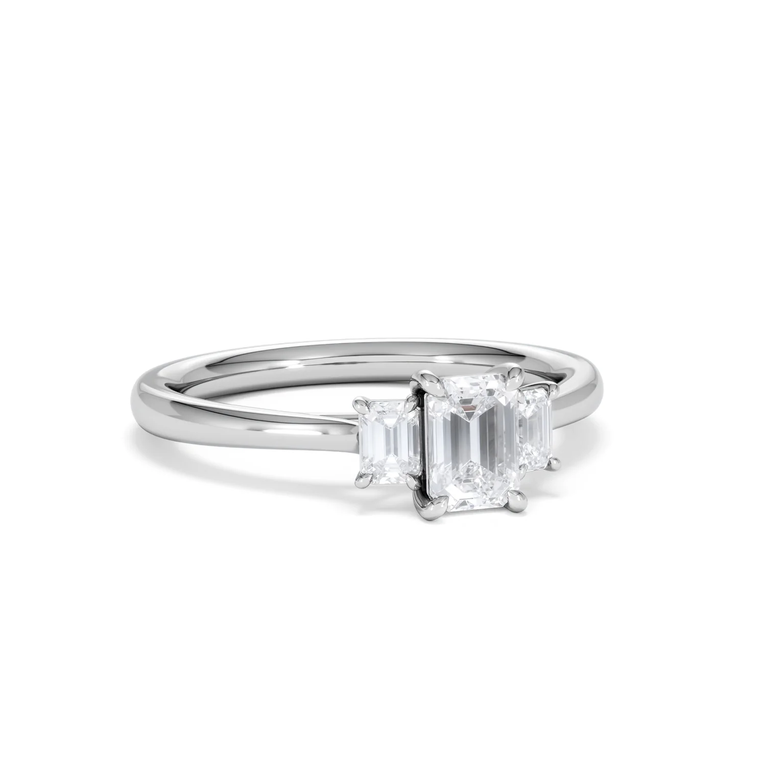 Evoke 3 Stone Emerald Cut Lab Diamond Ring 0.50ct in 925 Silver - Image 12