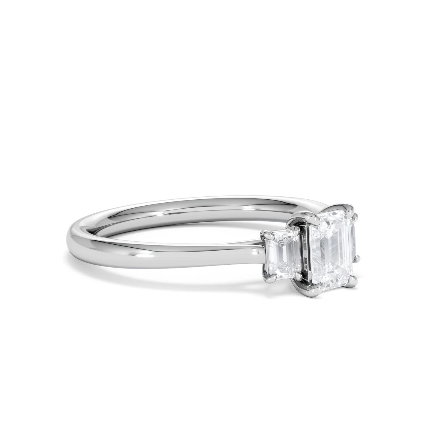 Evoke 3 Stone Emerald Cut Lab Diamond Ring 0.50ct in 925 Silver - Image 17