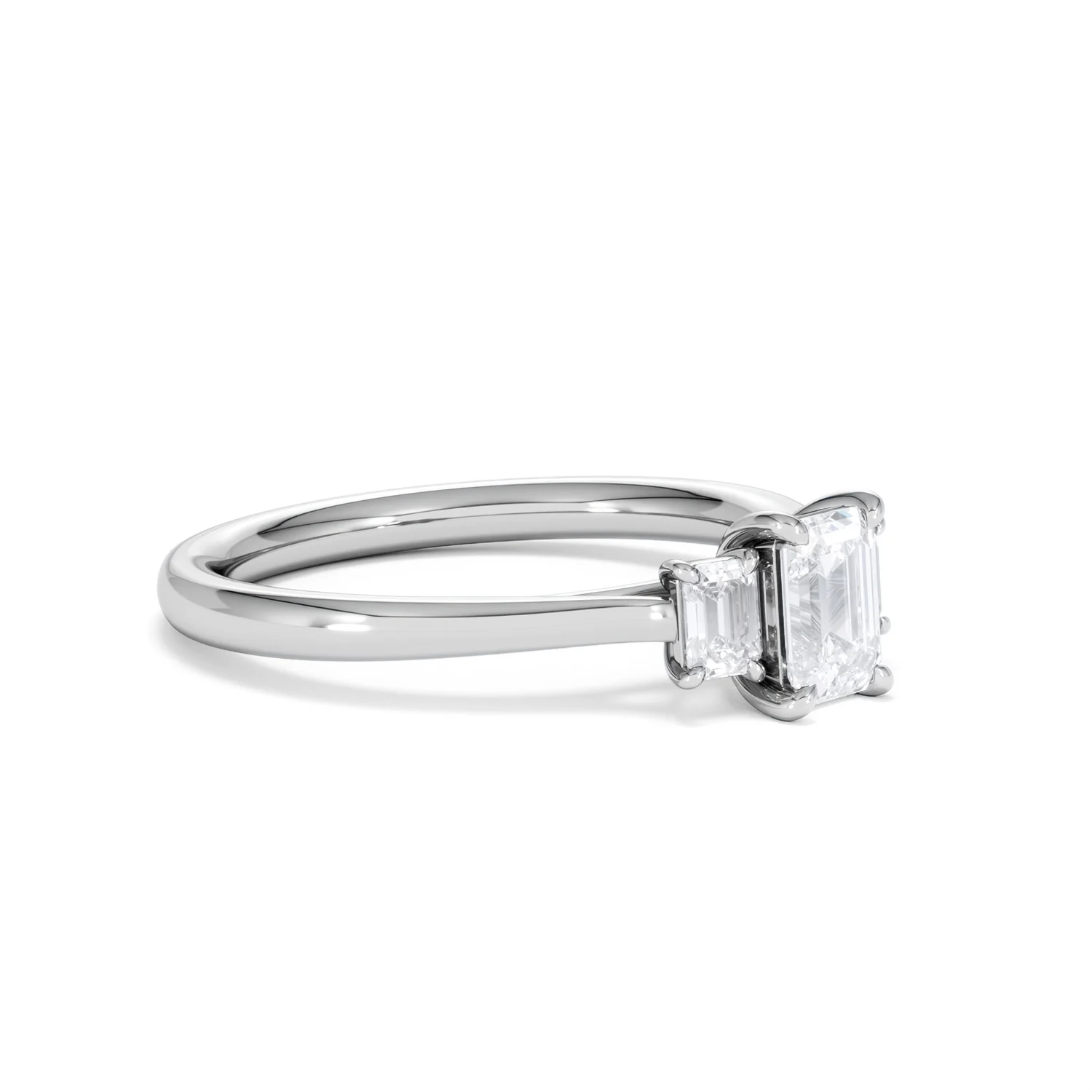 Evoke 3 Stone Emerald Cut Lab Diamond Ring 0.50ct in 925 Silver - Image 18