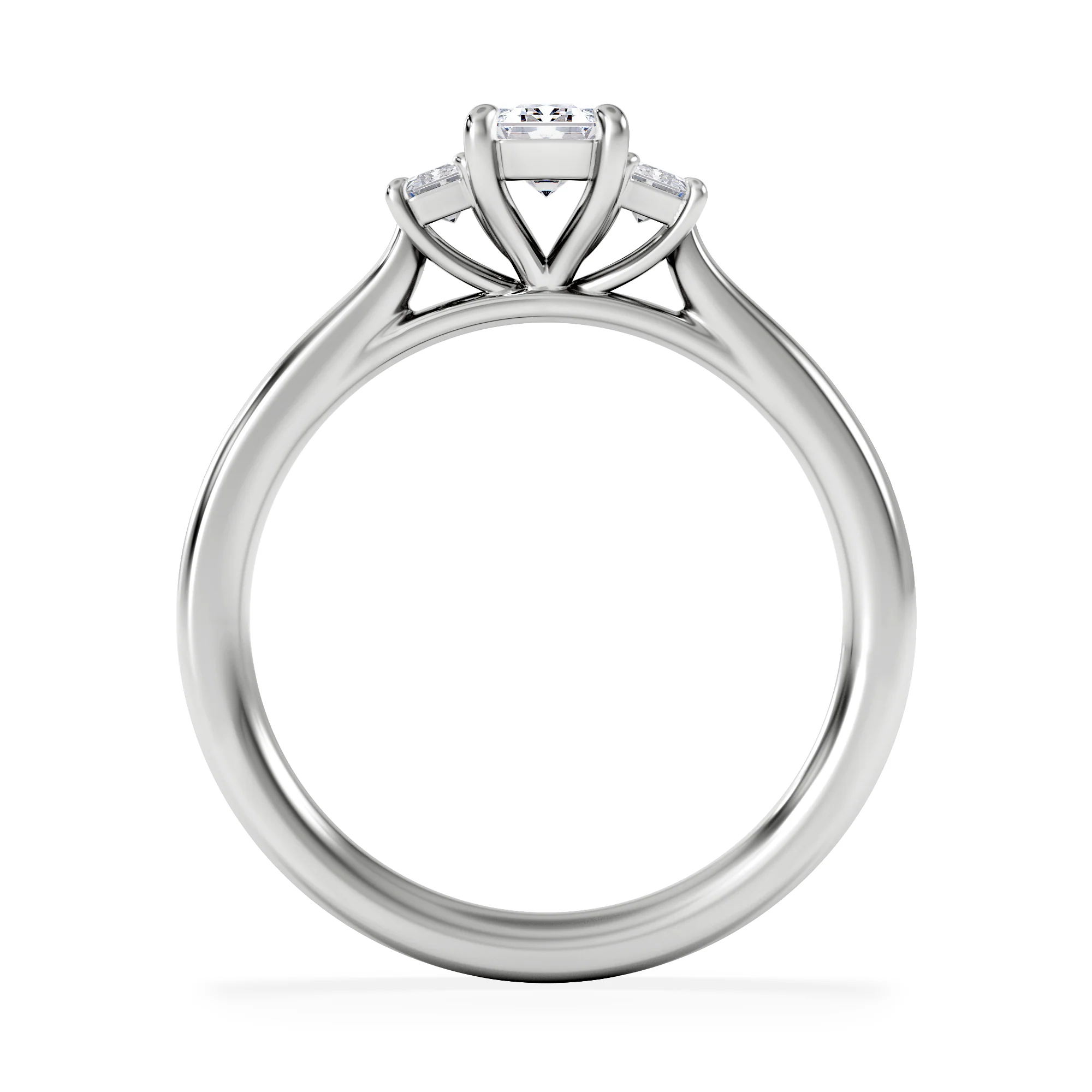 Evoke 3 Stone Emerald Cut Lab Diamond Ring 0.50ct in 925 Silver - Image 2
