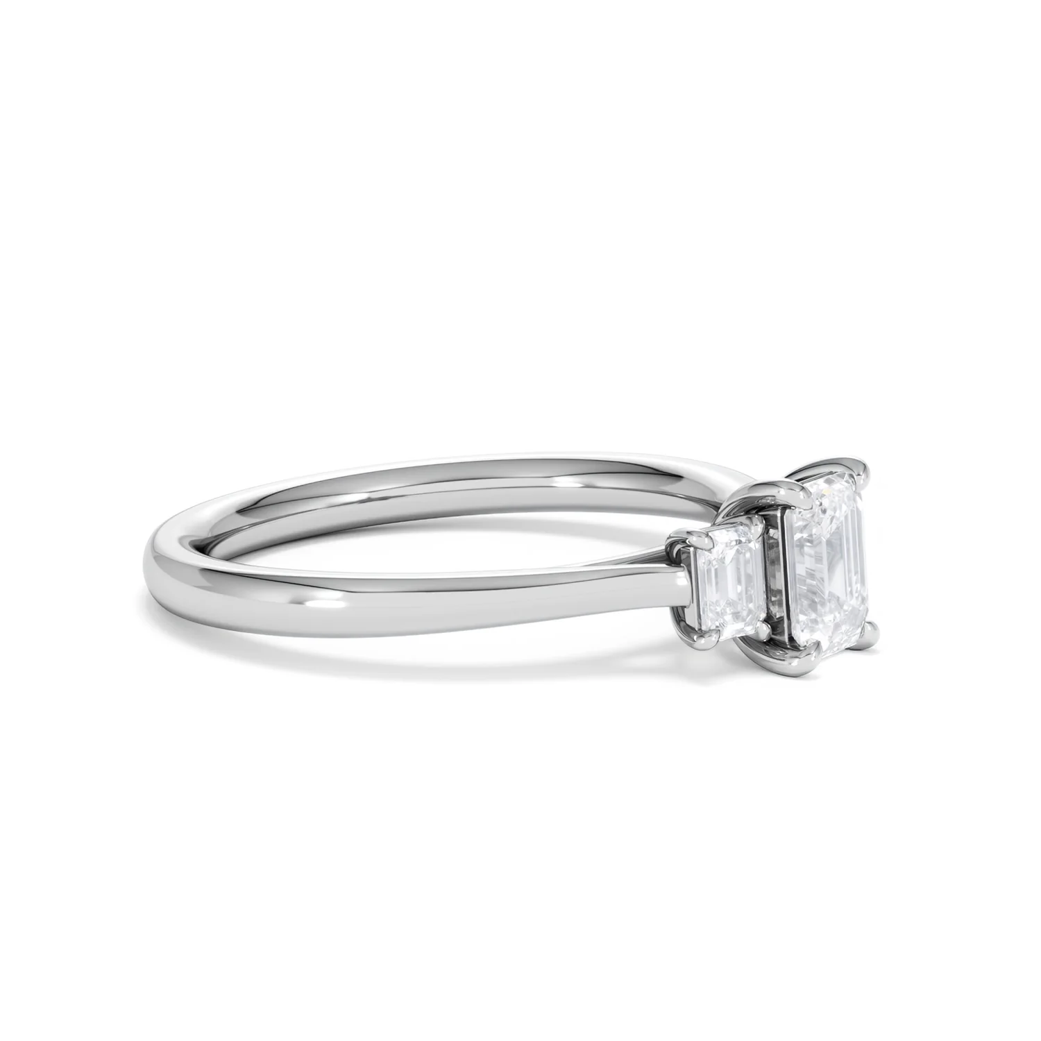Evoke 3 Stone Emerald Cut Lab Diamond Ring 0.50ct in 925 Silver - Image 20
