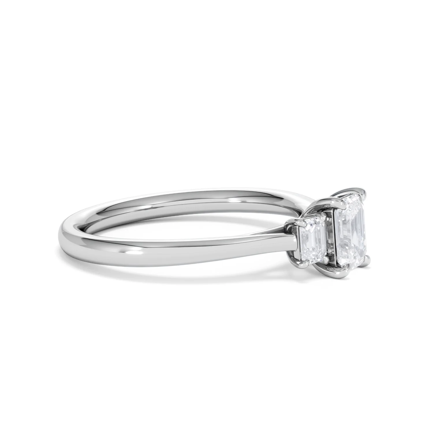 Evoke 3 Stone Emerald Cut Lab Diamond Ring 0.50ct in 925 Silver - Image 21