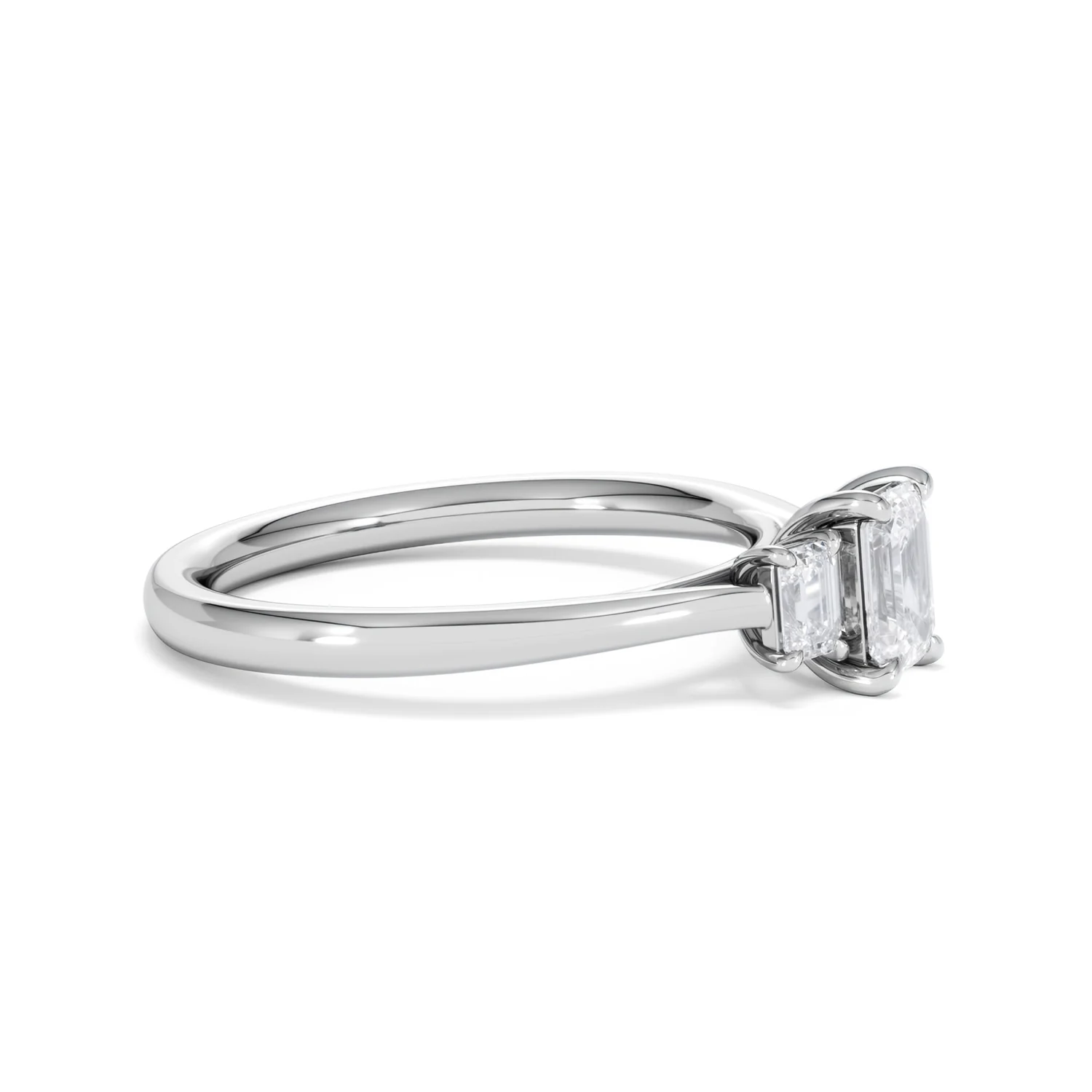 Evoke 3 Stone Emerald Cut Lab Diamond Ring 0.50ct in 925 Silver - Image 22