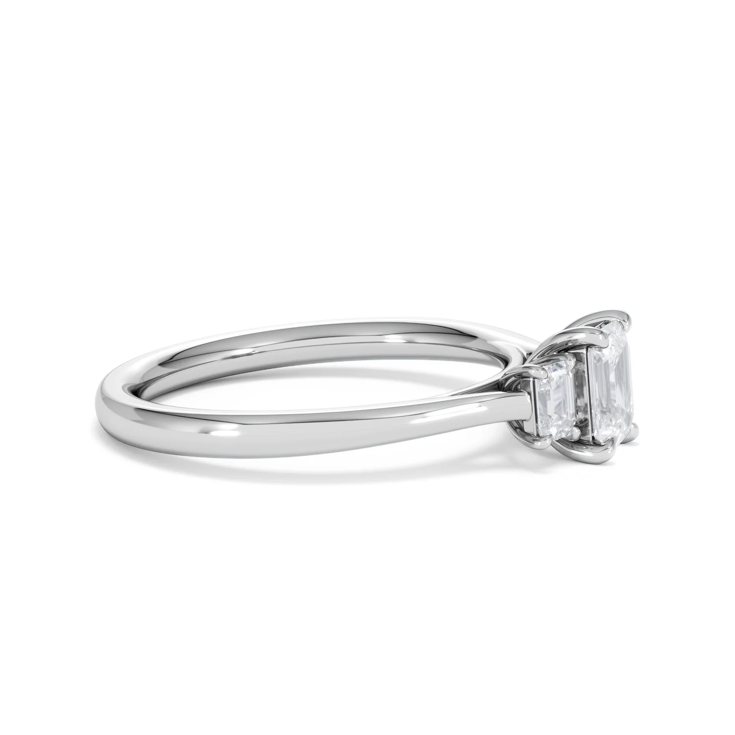 Evoke 3 Stone Emerald Cut Lab Diamond Ring 0.50ct in 925 Silver - Image 23