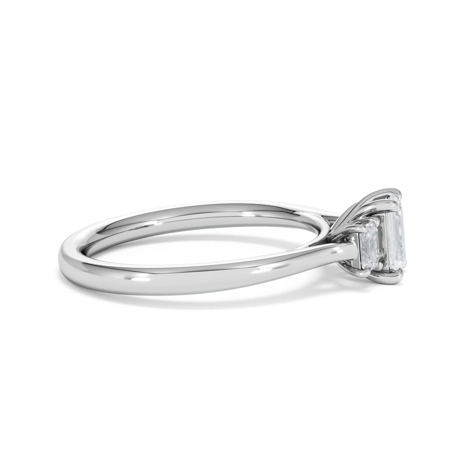 Evoke 3 Stone Emerald Cut Lab Diamond Ring 0.50ct in 925 Silver - Image 26
