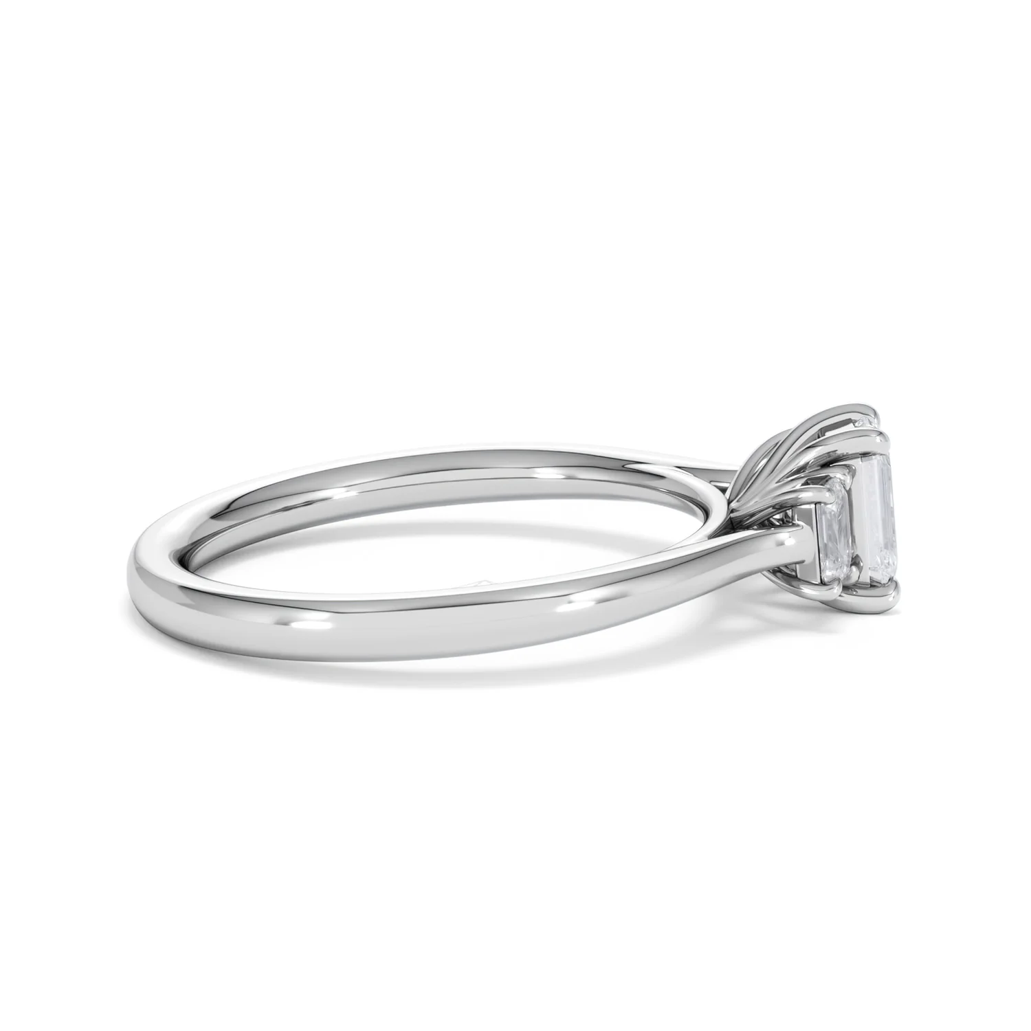 Evoke 3 Stone Emerald Cut Lab Diamond Ring 0.50ct in 925 Silver - Image 28