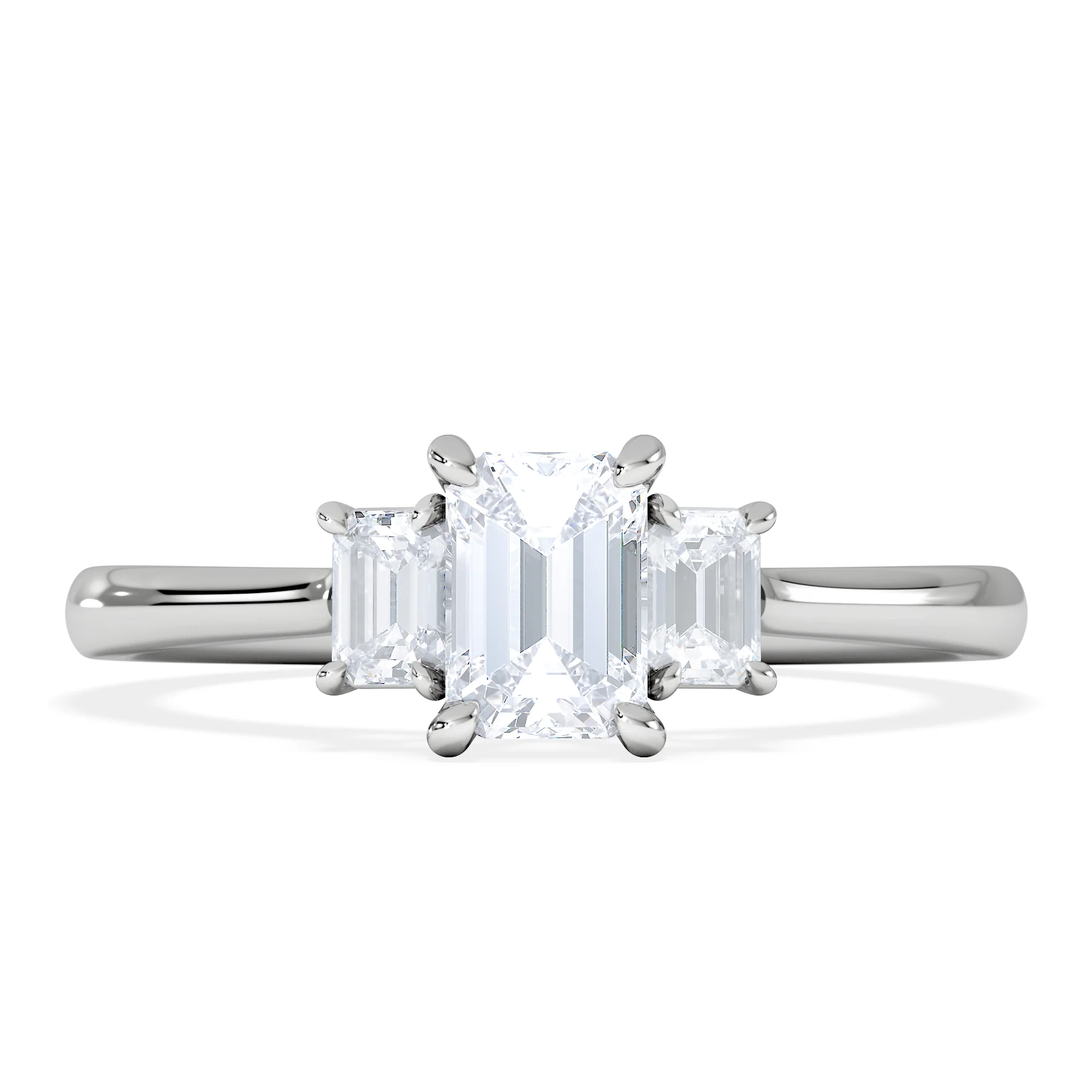 Evoke 3 Stone Emerald Cut Lab Diamond Ring 0.50ct in 925 Silver - Image 6