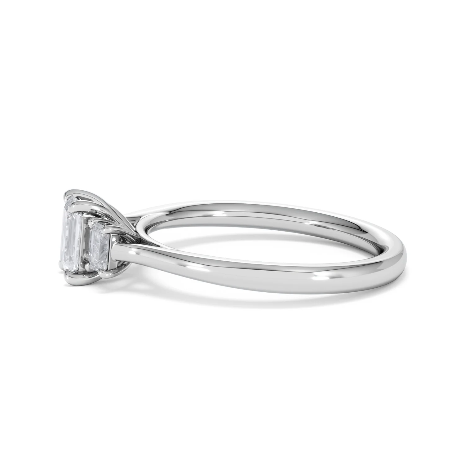Evoke 3 Stone Emerald Cut Lab Diamond Ring 0.50ct in 925 Silver - Image 70