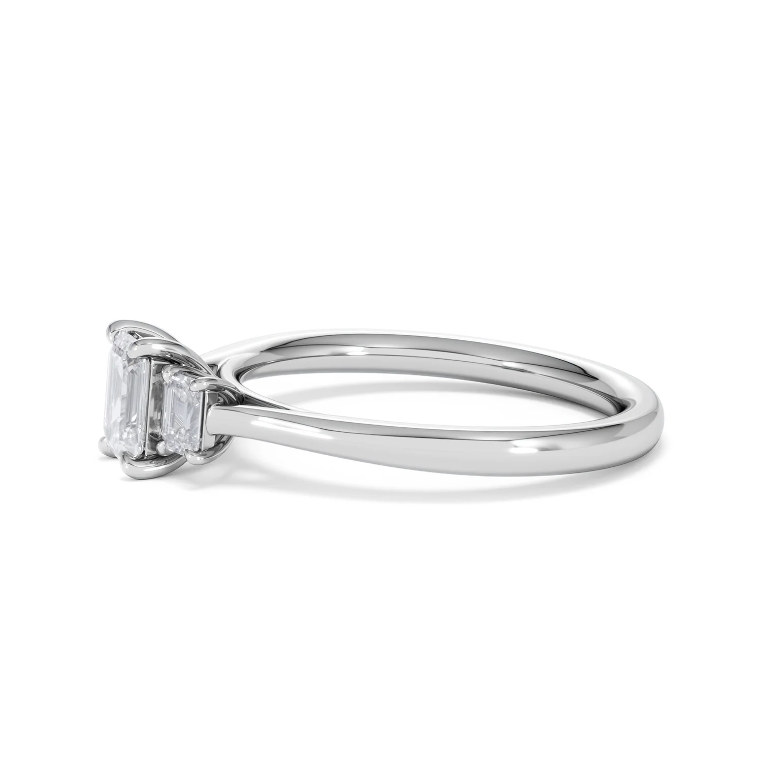 Evoke 3 Stone Emerald Cut Lab Diamond Ring 0.50ct in 925 Silver - Image 72