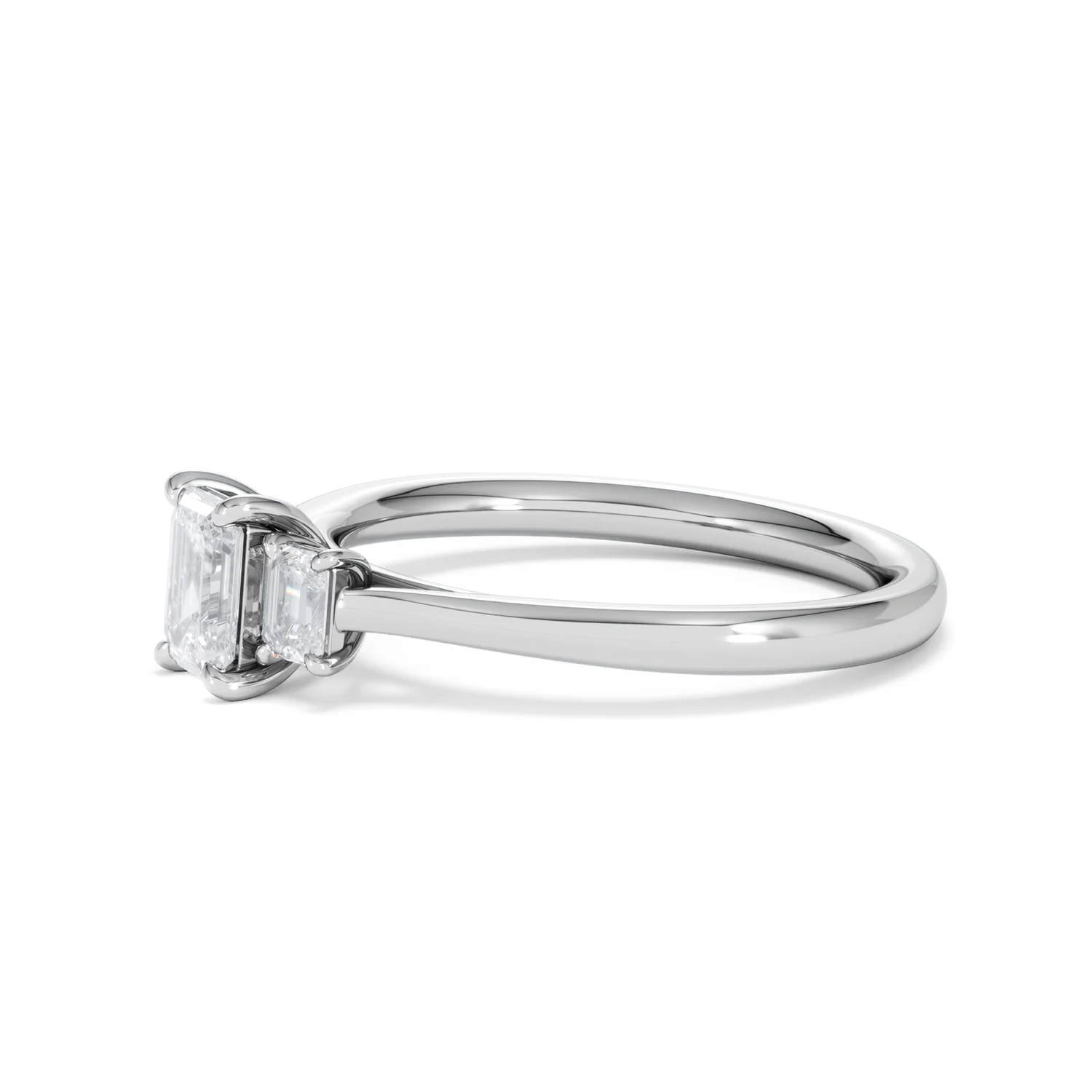 Evoke 3 Stone Emerald Cut Lab Diamond Ring 0.50ct in 925 Silver - Image 74