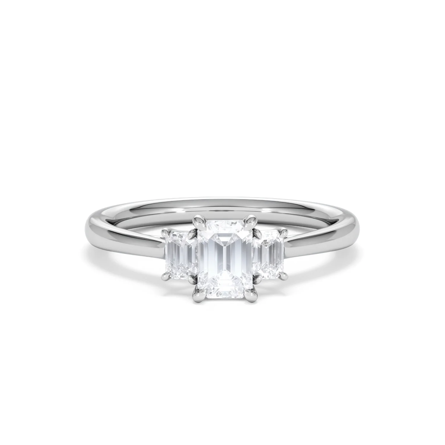 Evoke 3 Stone Emerald Cut Lab Diamond Ring 0.50ct in 925 Silver - Image 8