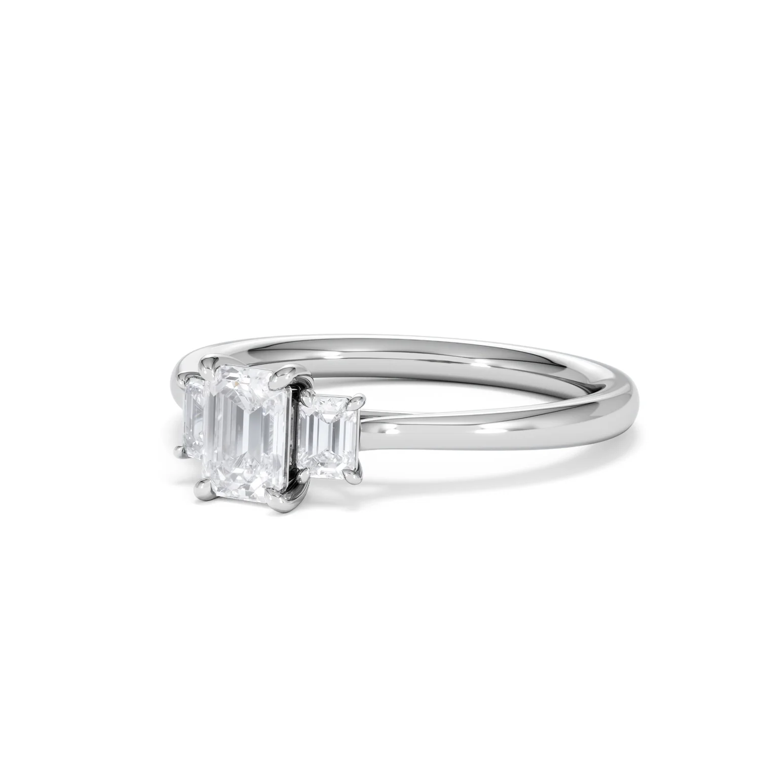 Evoke 3 Stone Emerald Cut Lab Diamond Ring 0.50ct in 925 Silver - Image 81