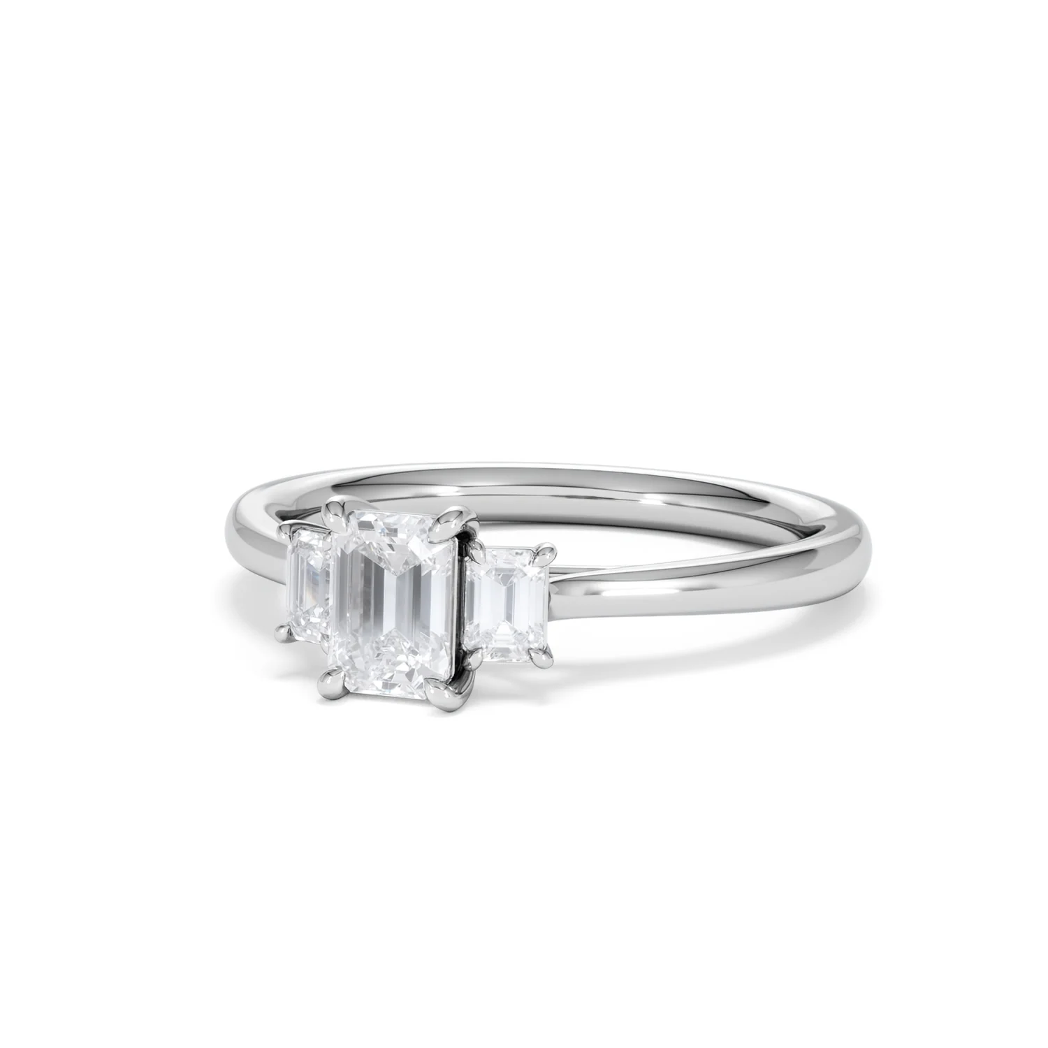 Evoke 3 Stone Emerald Cut Lab Diamond Ring 0.50ct in 925 Silver - Image 83