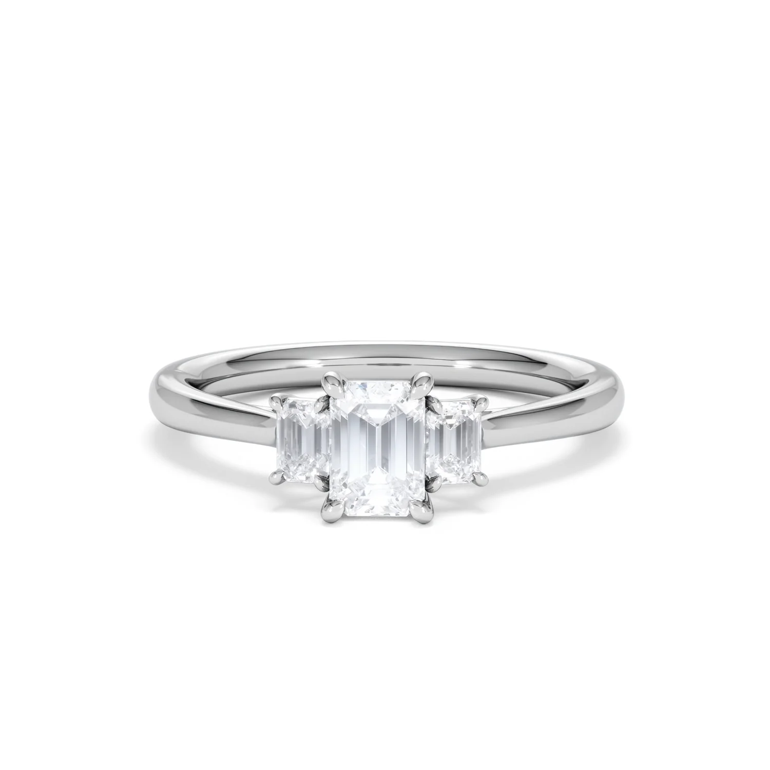 Evoke 3 Stone Emerald Cut Lab Diamond Ring 0.50ct in 925 Silver - Image 87