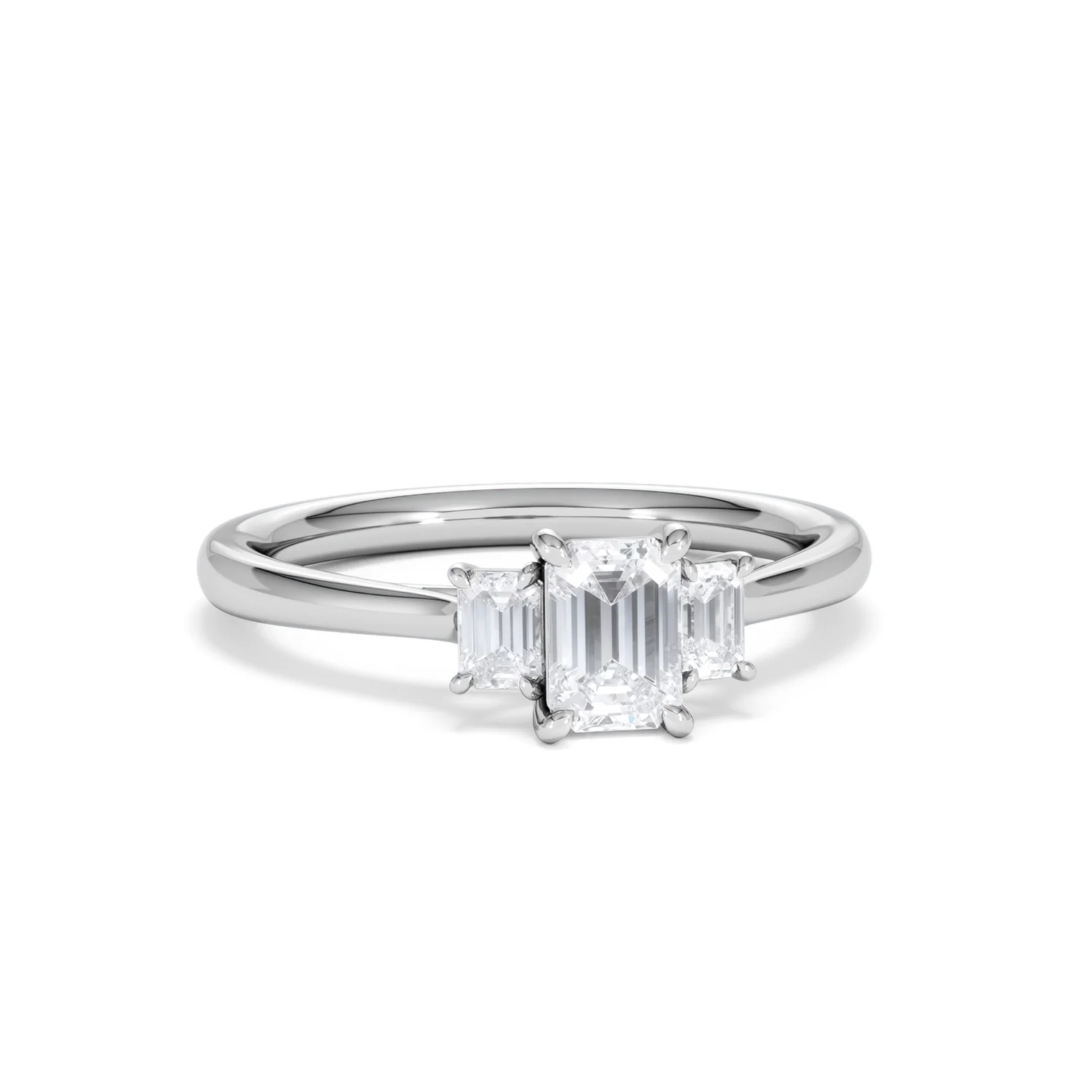 Evoke 3 Stone Emerald Cut Lab Diamond Ring 0.50ct in 9K White Gold - Image 10