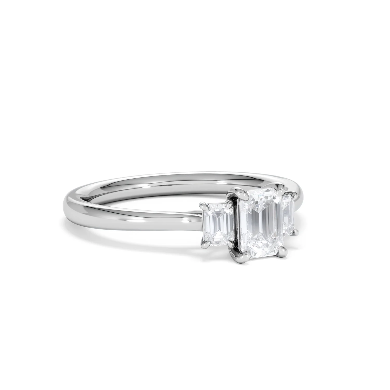 Evoke 3 Stone Emerald Cut Lab Diamond Ring 0.50ct in 9K White Gold - Image 14