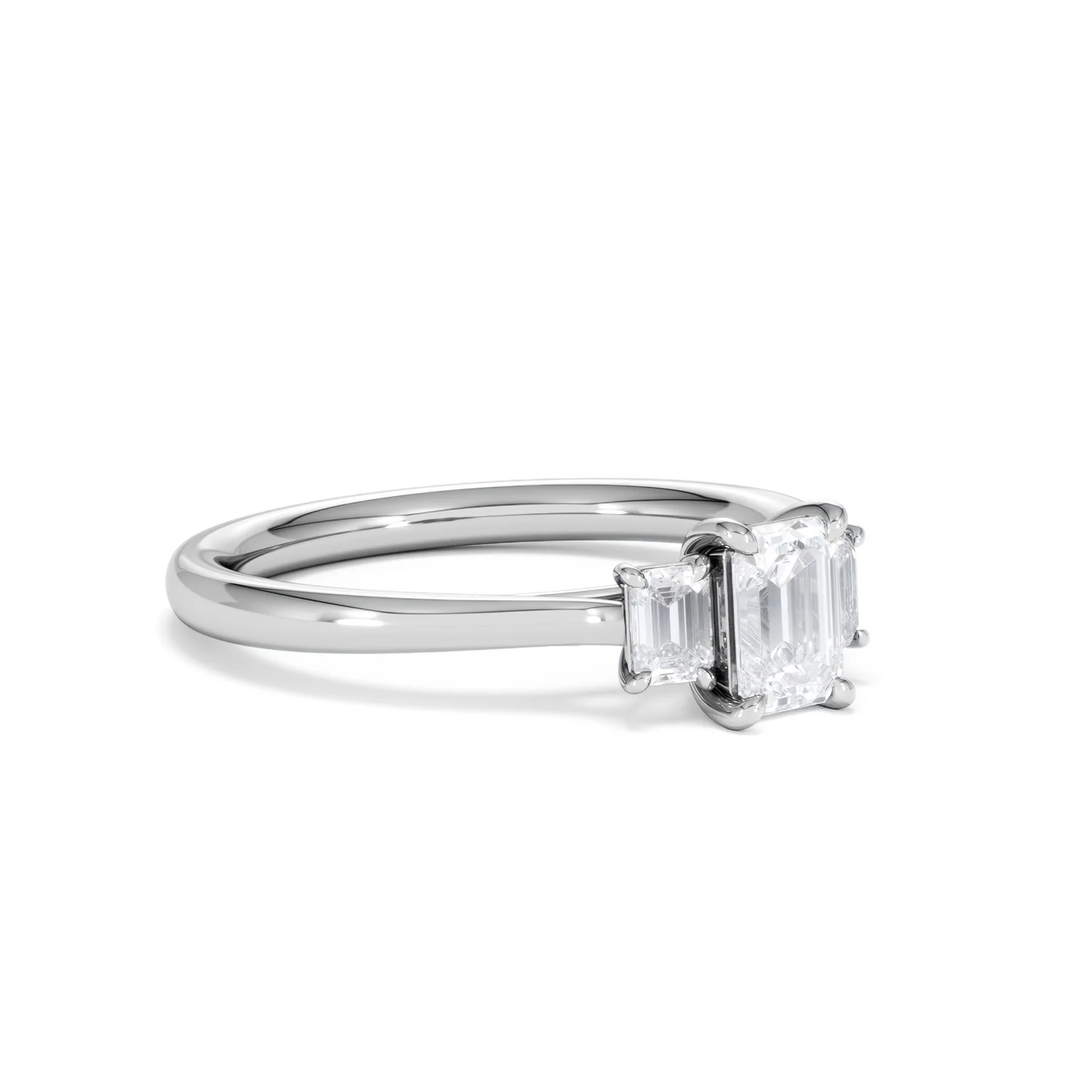 Evoke 3 Stone Emerald Cut Lab Diamond Ring 0.50ct in 9K White Gold - Image 16