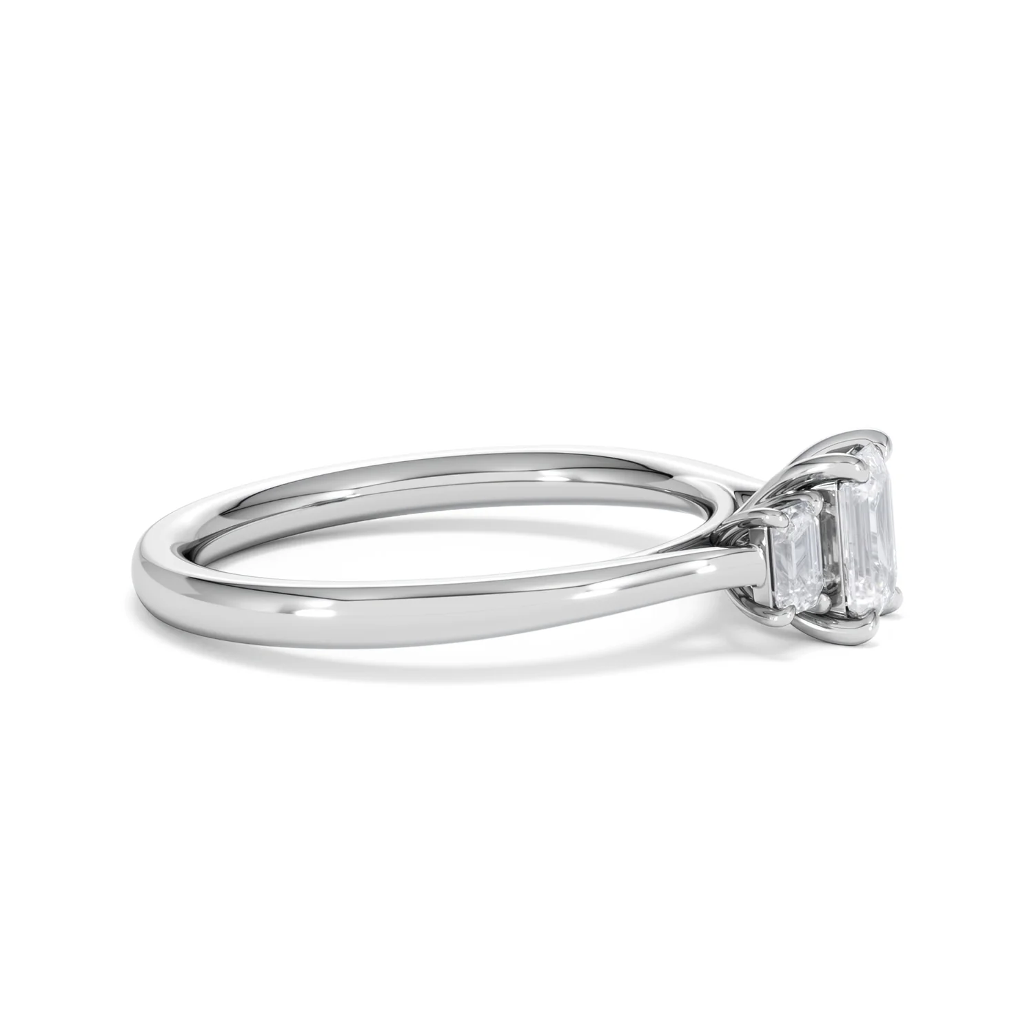 Evoke 3 Stone Emerald Cut Lab Diamond Ring 0.50ct in 9K White Gold - Image 24