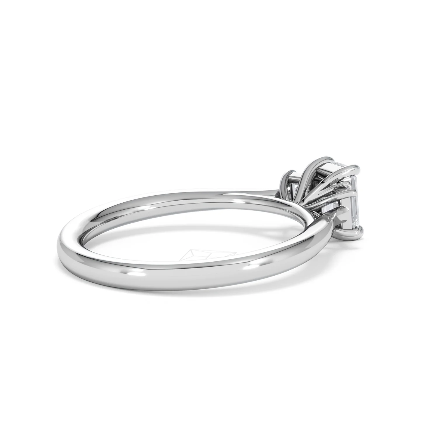 Evoke 3 Stone Emerald Cut Lab Diamond Ring 0.50ct in 9K White Gold - Image 35