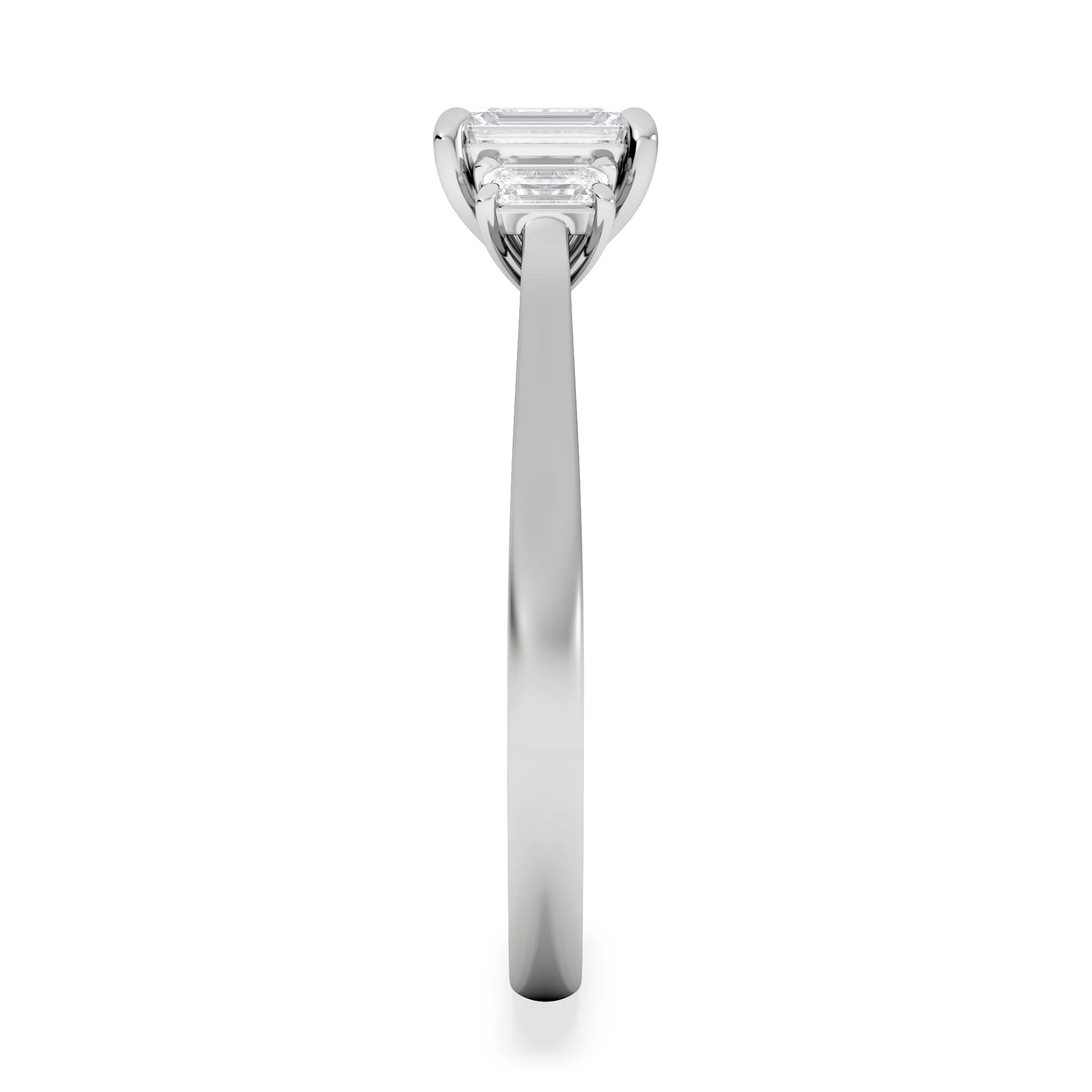 Evoke 3 Stone Emerald Cut Lab Diamond Ring 0.50ct in 9K White Gold - Image 4