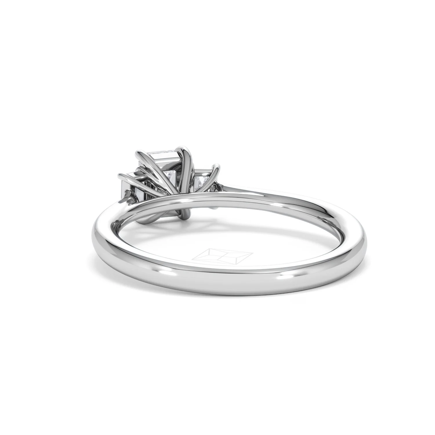Evoke 3 Stone Emerald Cut Lab Diamond Ring 0.50ct in 9K White Gold - Image 53