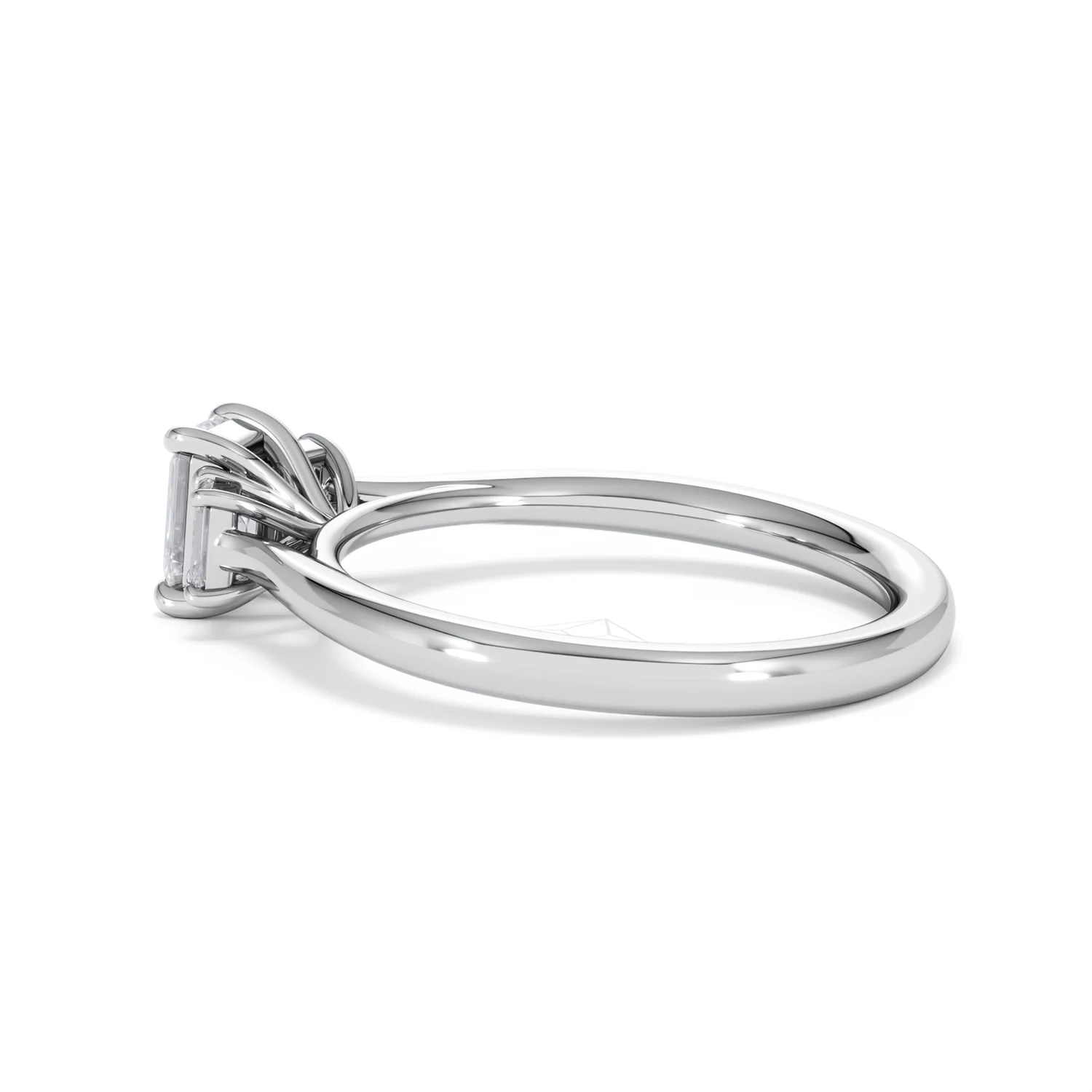 Evoke 3 Stone Emerald Cut Lab Diamond Ring 0.50ct in 9K White Gold - Image 63