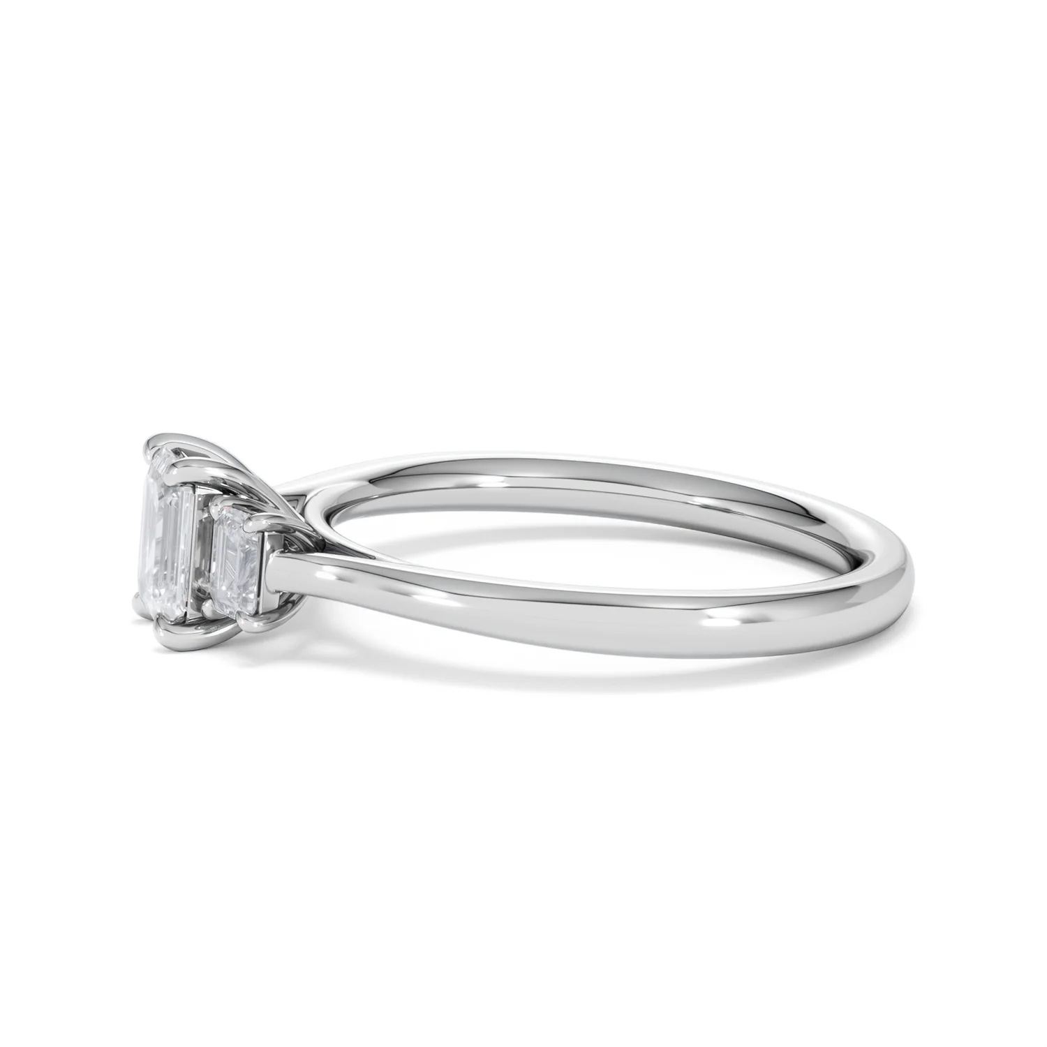 Evoke 3 Stone Emerald Cut Lab Diamond Ring 0.50ct in 9K White Gold - Image 71