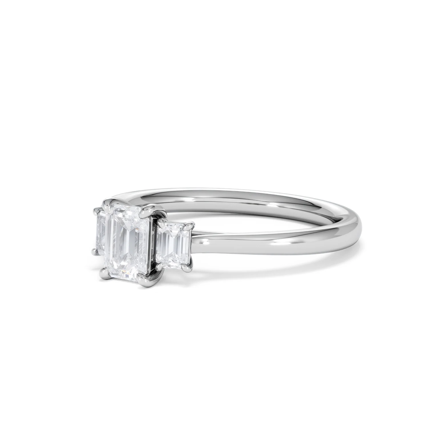 Evoke 3 Stone Emerald Cut Lab Diamond Ring 0.50ct in 9K White Gold - Image 80