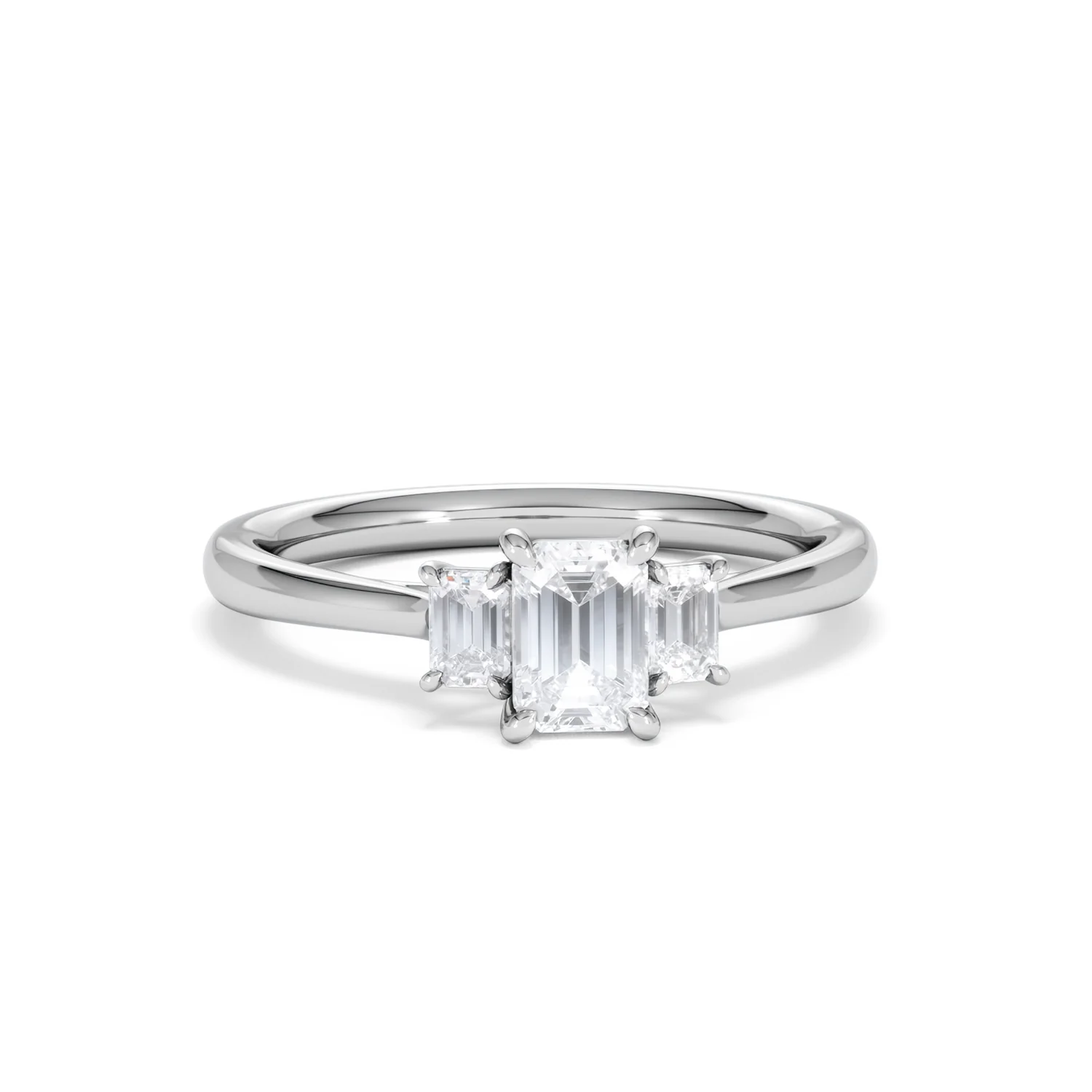 Evoke 3 Stone Emerald Cut Lab Diamond Ring 0.50ct in 9K White Gold - Image 9