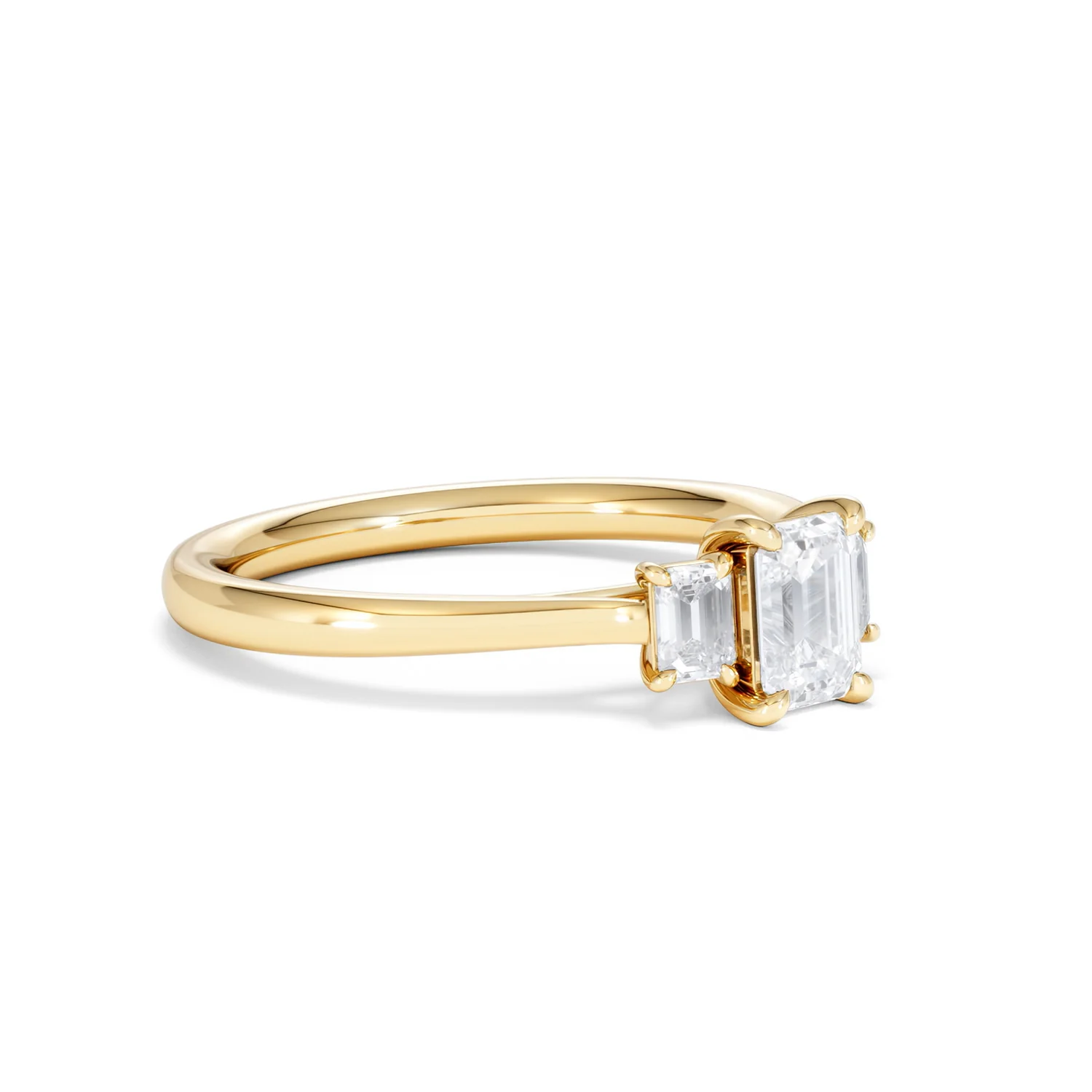 Evoke 3 Stone Emerald Cut Lab Diamond Ring 0.50ct in 9K Yellow Gold - Image 17