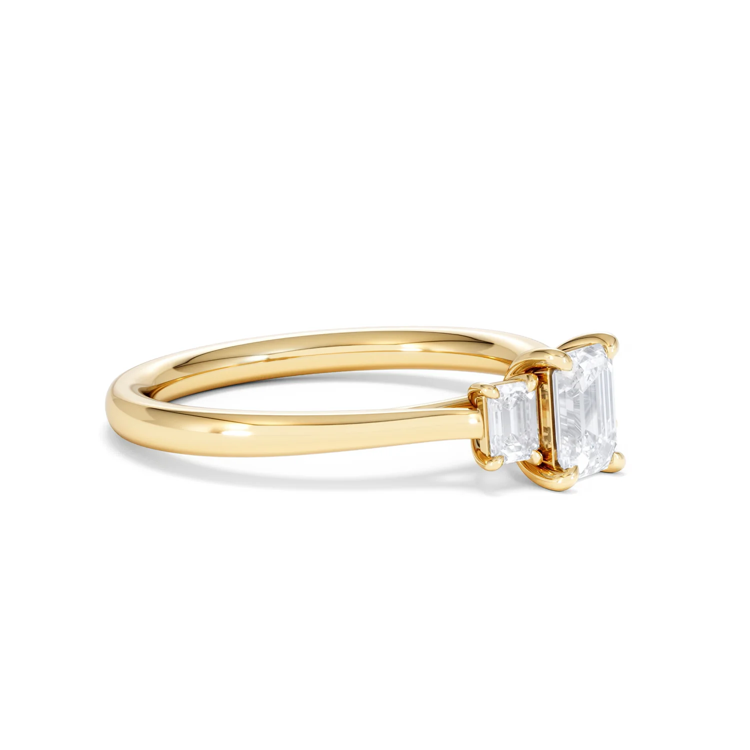 Evoke 3 Stone Emerald Cut Lab Diamond Ring 0.50ct in 9K Yellow Gold - Image 19